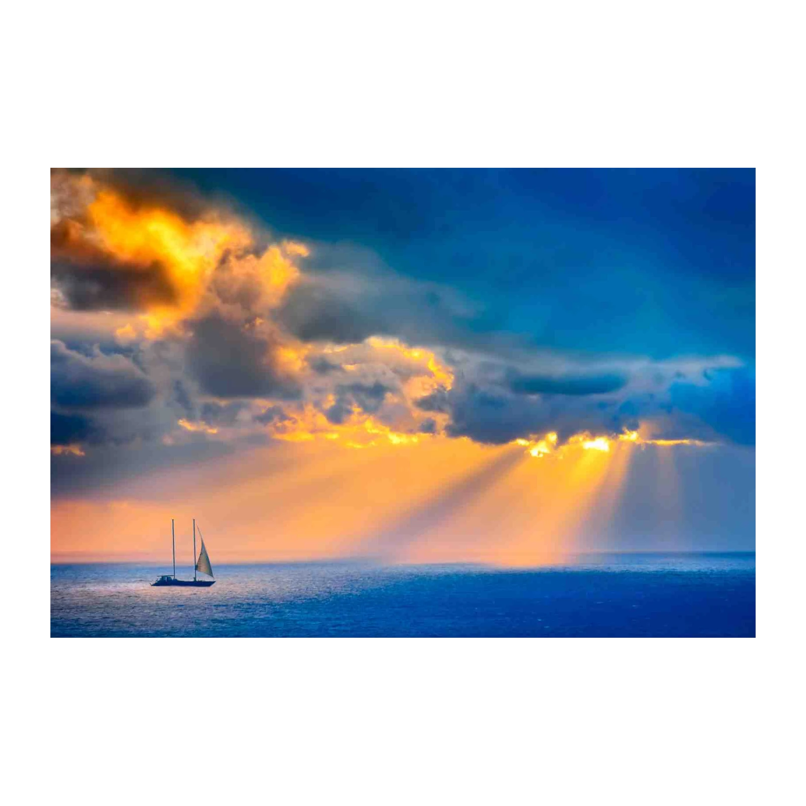 Dramatic Sailboat Sunset Ocean Wall Art