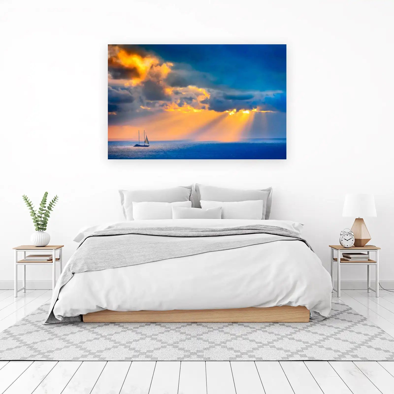 Dramatic Sailboat Sunset Ocean Wall Art