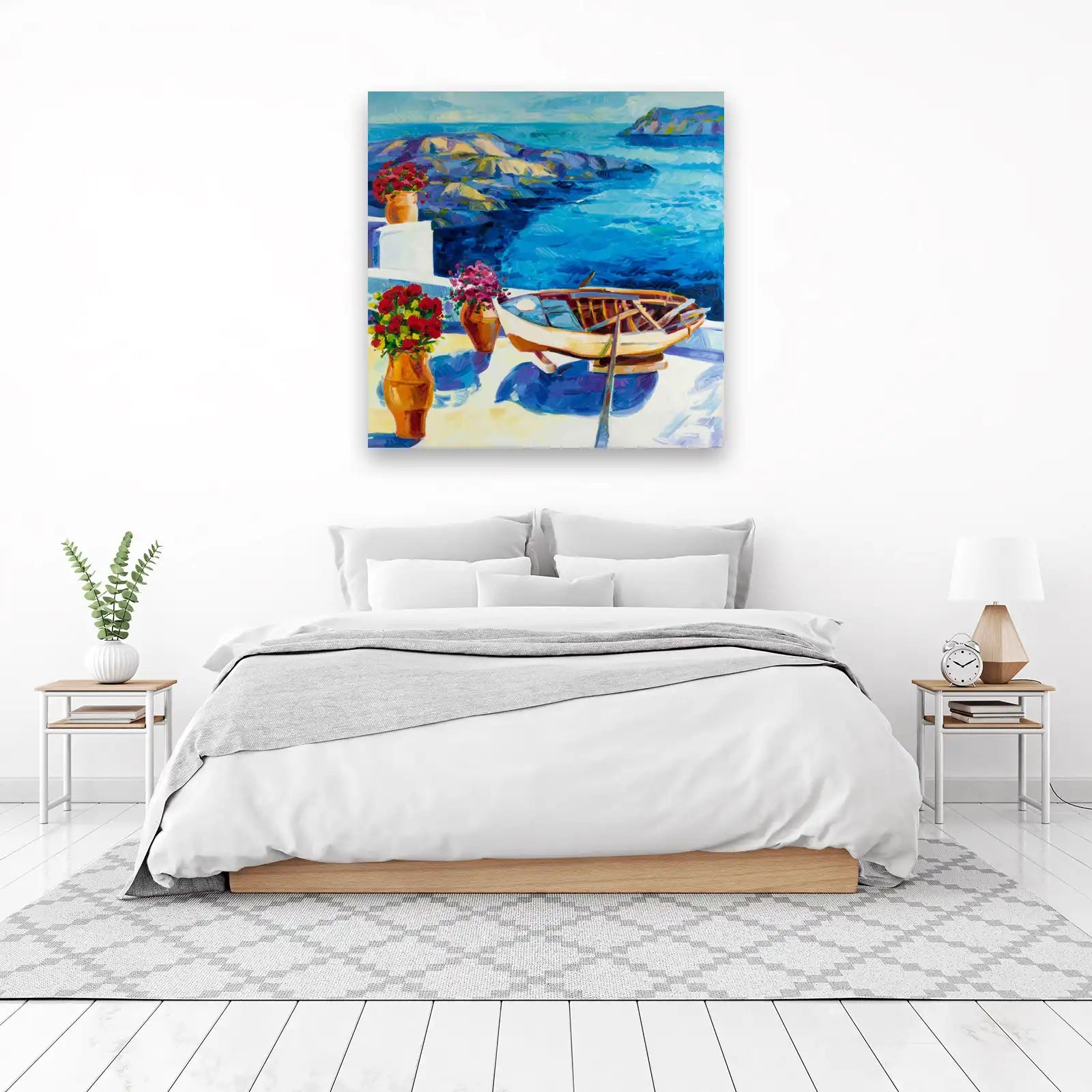 Mediterranean Boat & Flowers Wall Art