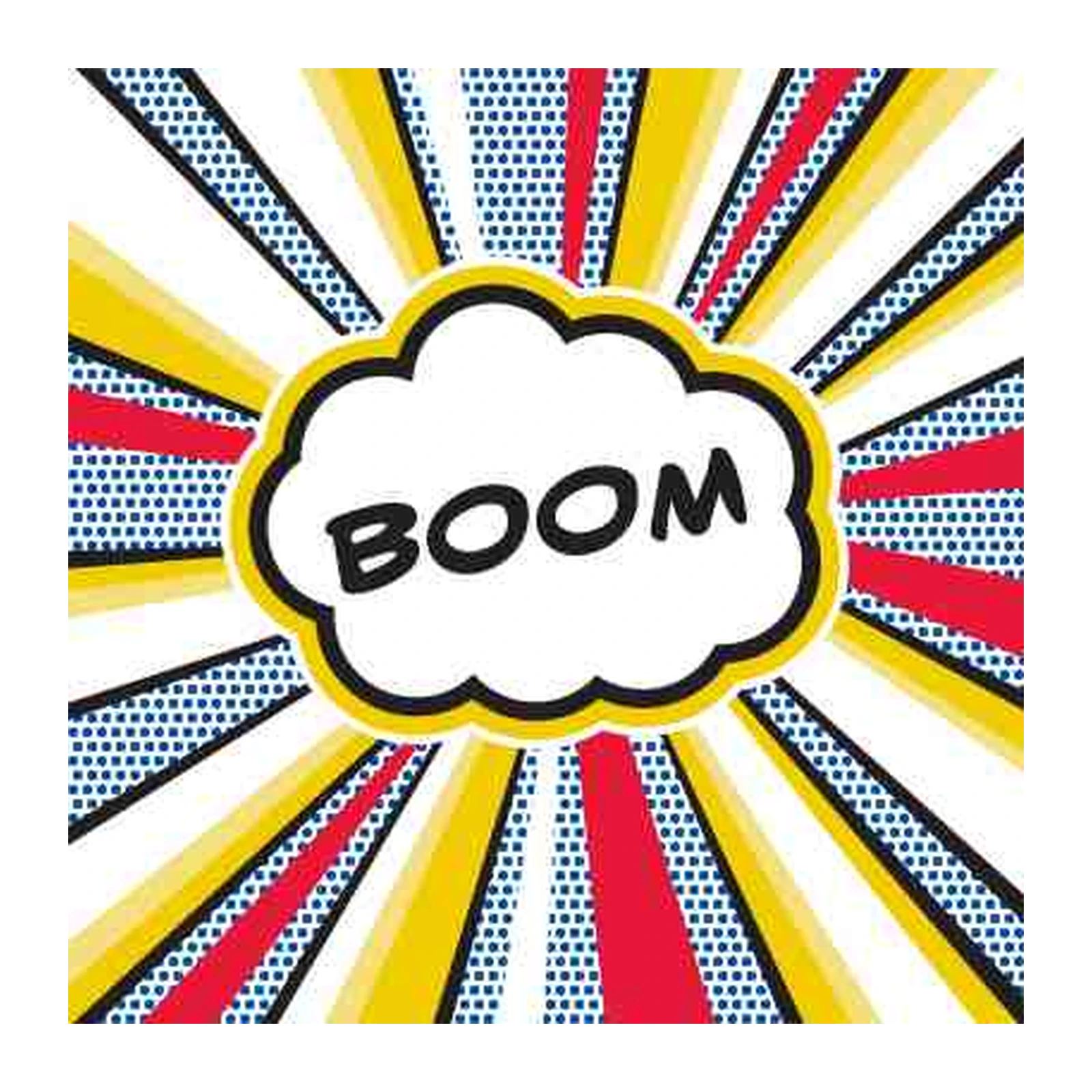 Pop Art BOOM Comic Explosive Yellow Red Wall Art