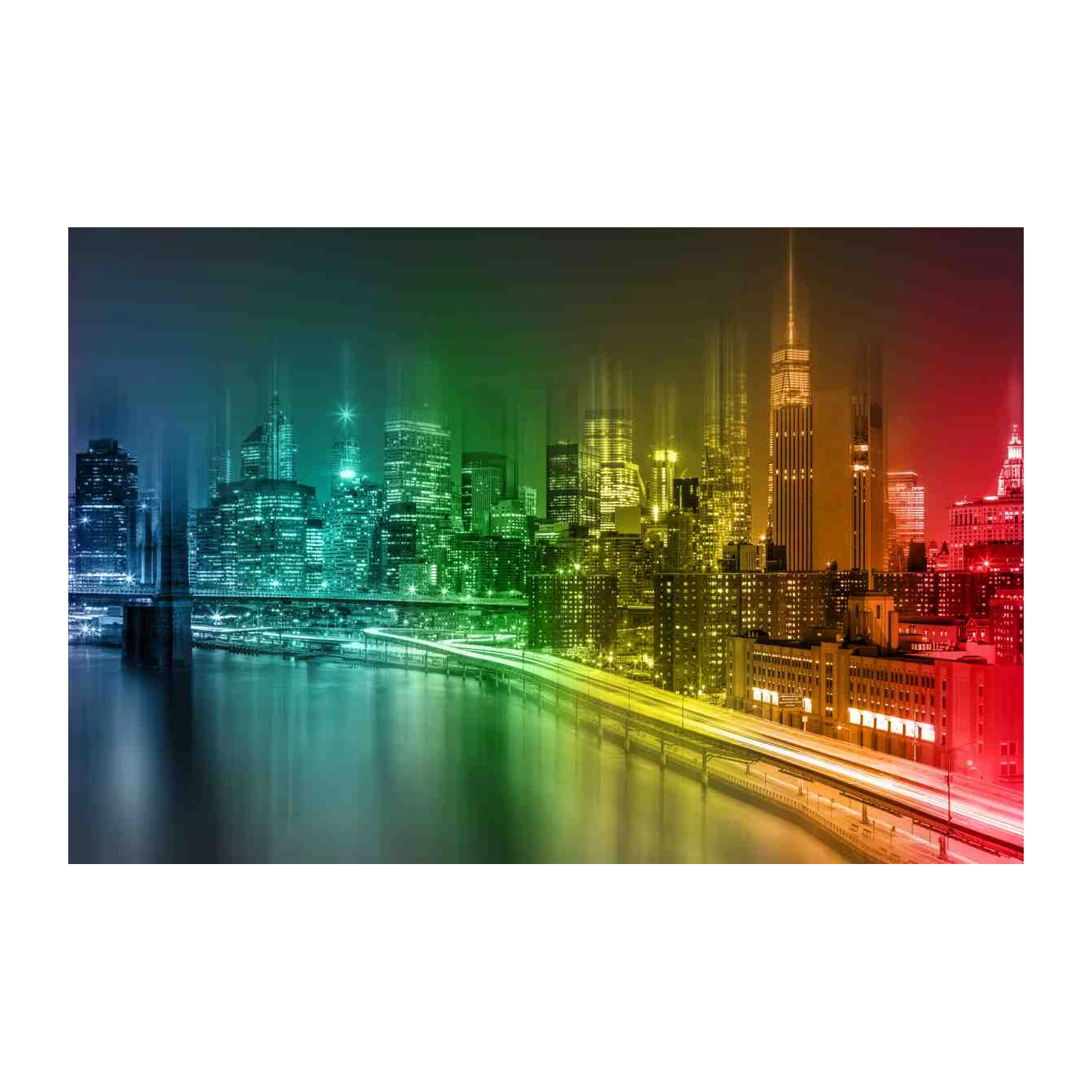 Vibrant Rainbow Cityscape Wall Art
