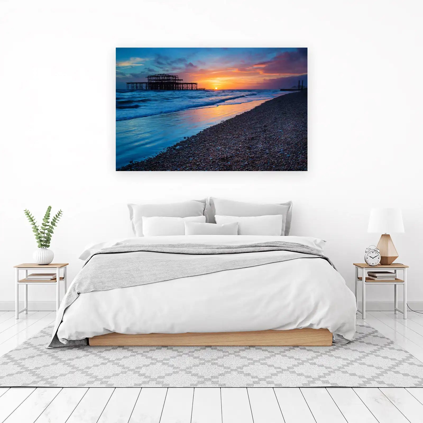 Pier Sunset Ocean View Wall Art