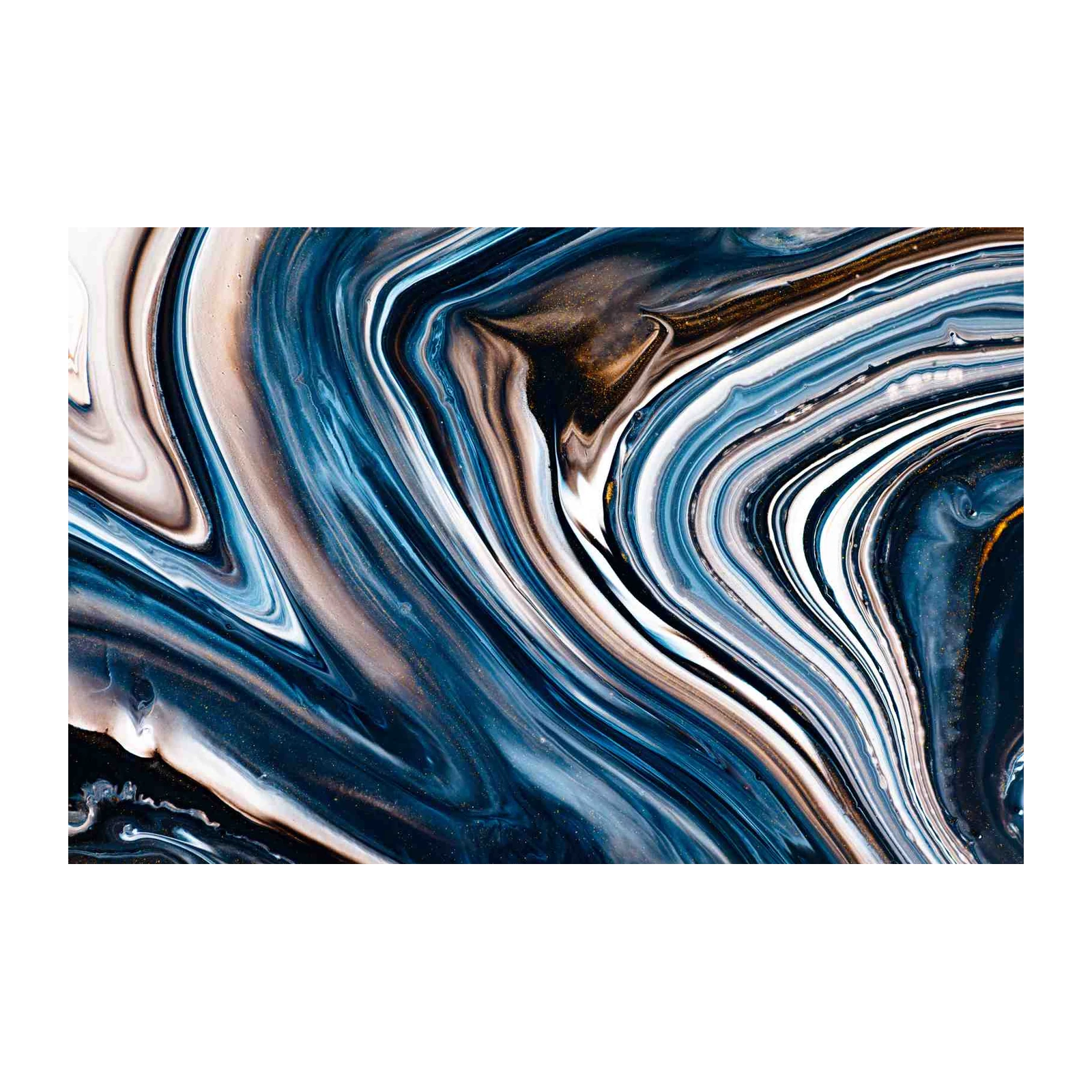 Marbled Blue & Gold Abstract Wall Art