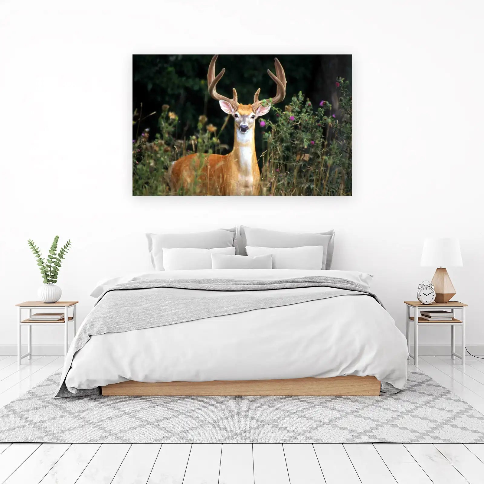 Majestic Stag in Thistle Field Wall Art