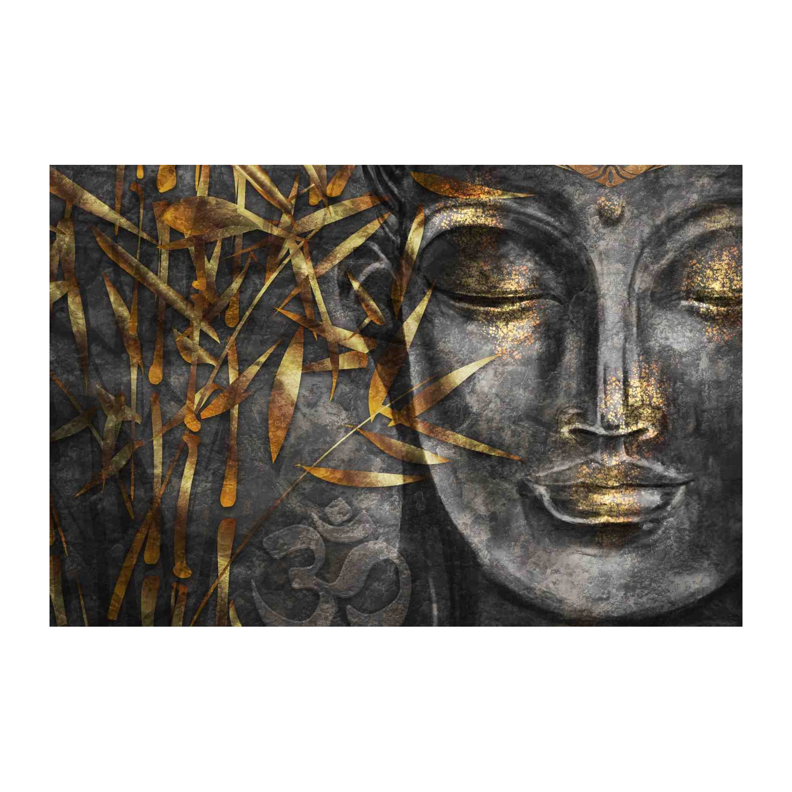 Zen Buddha & Bamboo Gold Wall Art