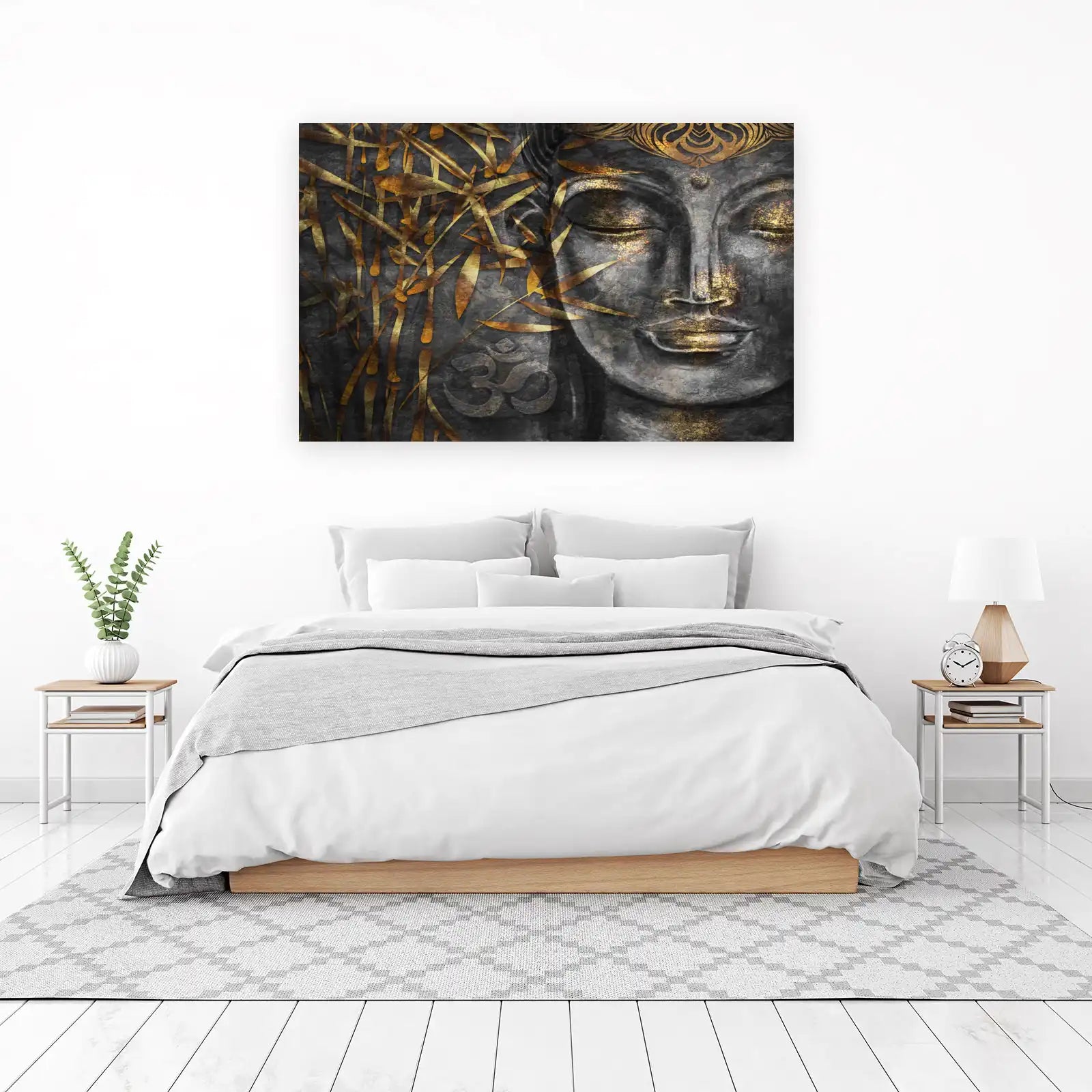 Zen Buddha & Bamboo Gold Wall Art