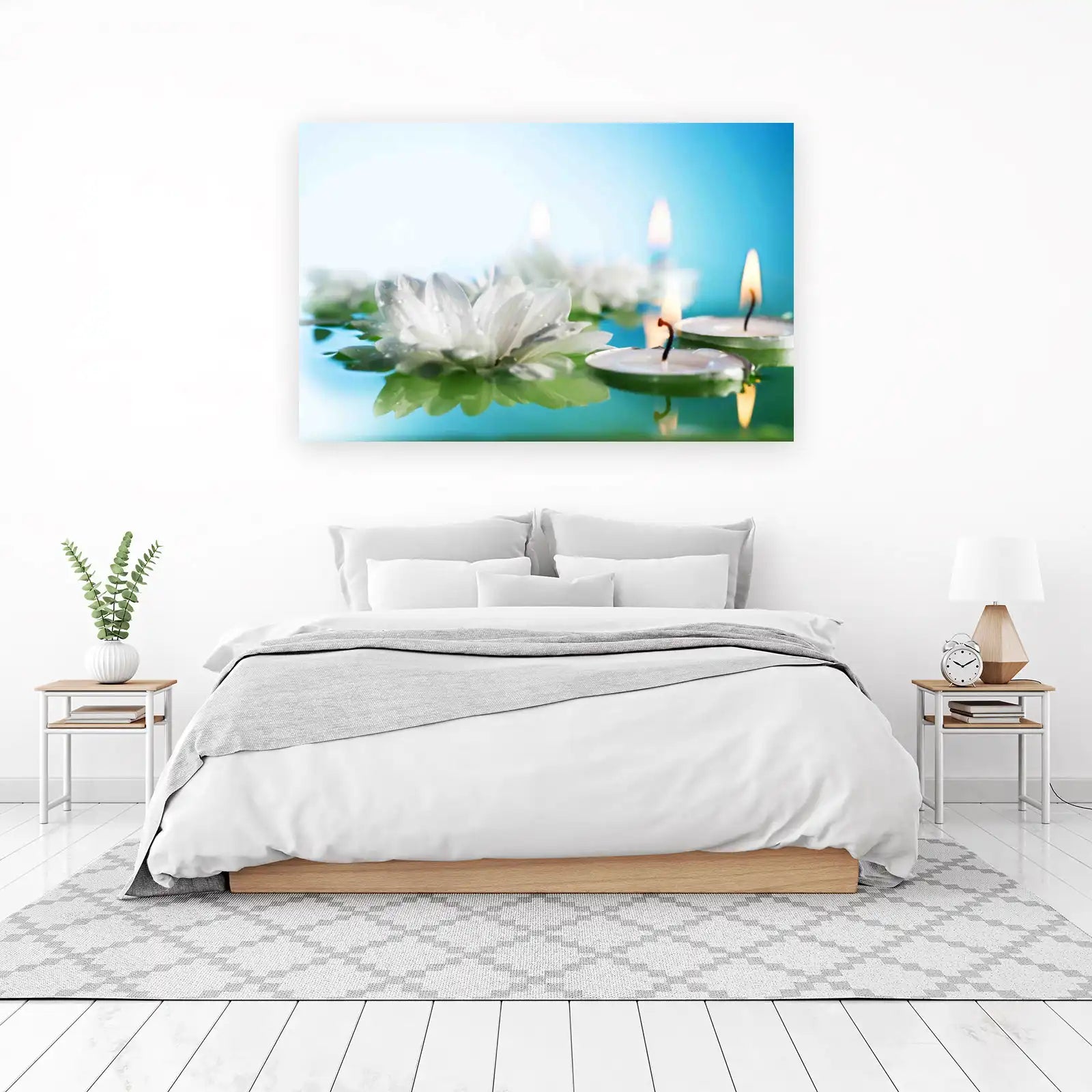 Serene White Flower & Candle Spa Wall Art