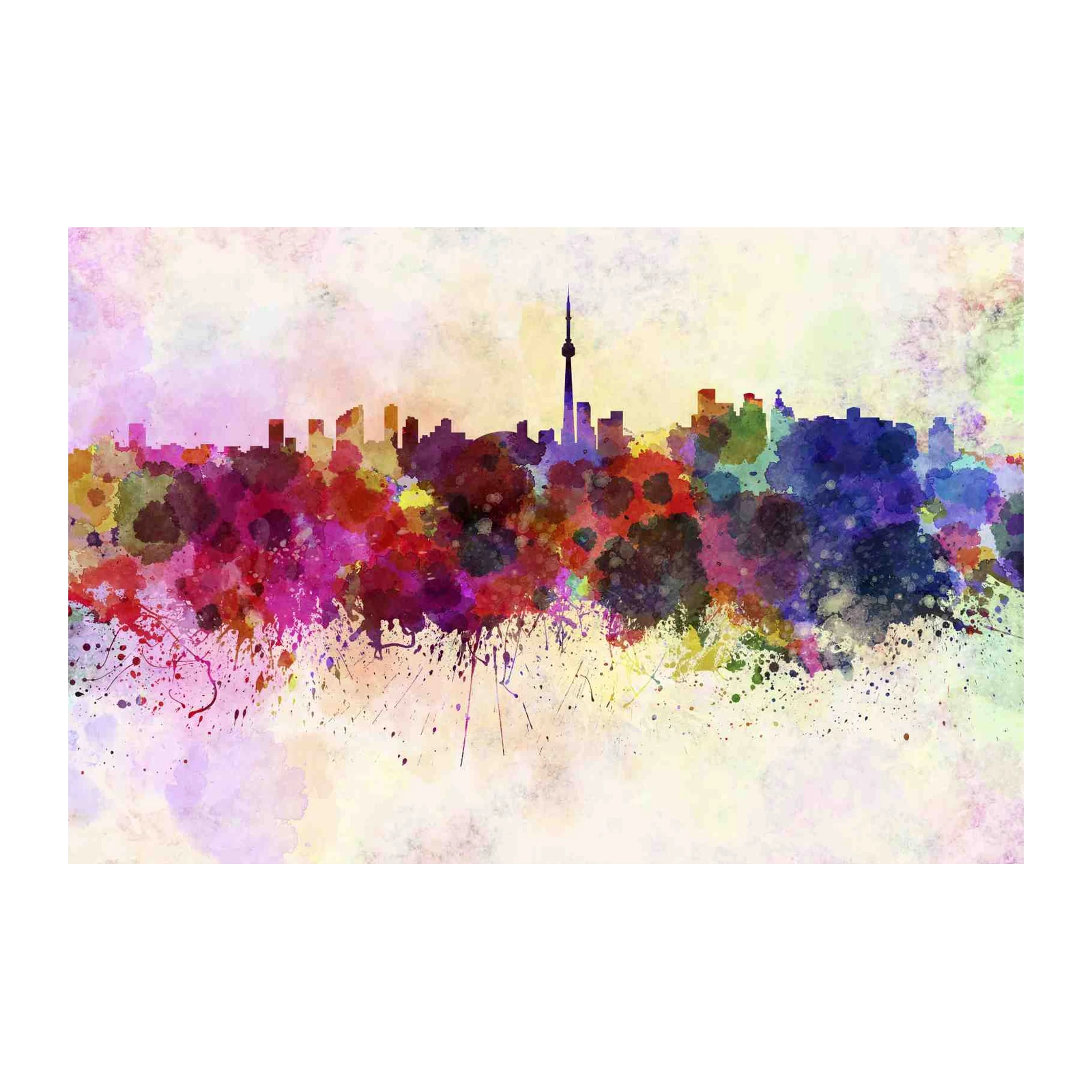 Vibrant Skyline Watercolor Wall Art