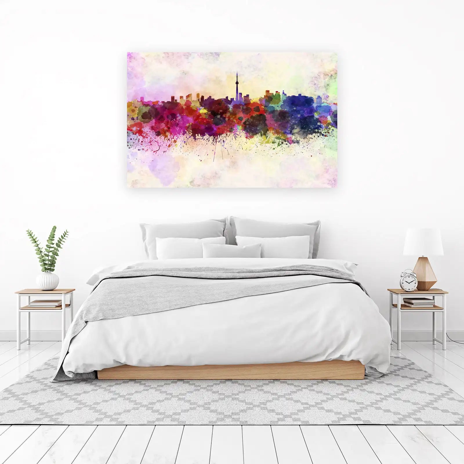 Vibrant Skyline Watercolor Wall Art