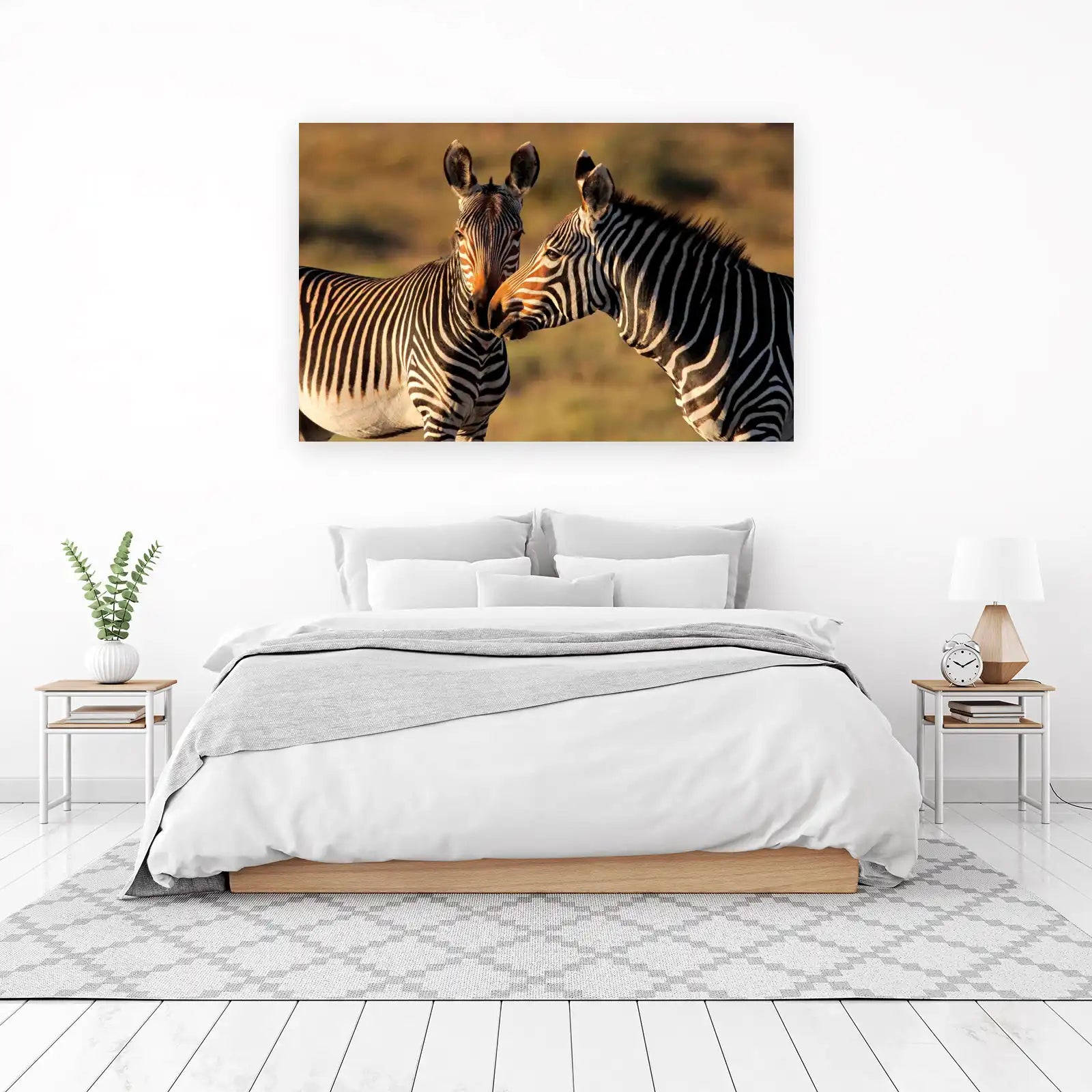 Gentle Zebras Embrace Wall Art