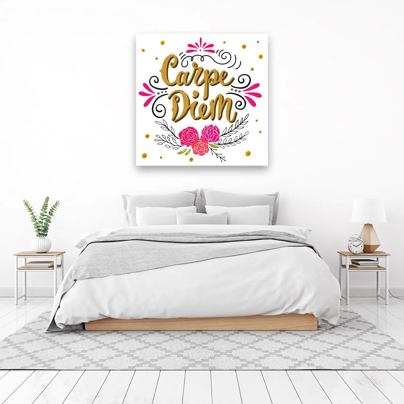 Carpe Diem Gold Floral Wall Art