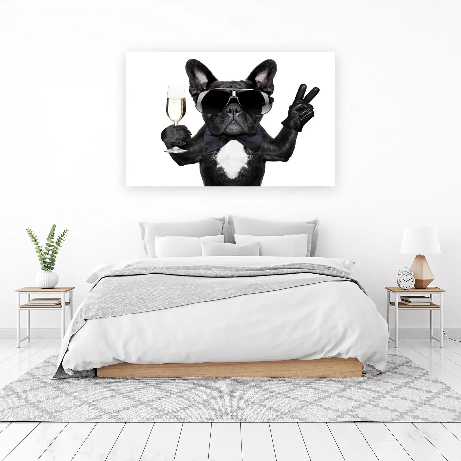 Dapper French Bulldog Champagne Toast Wall Art
