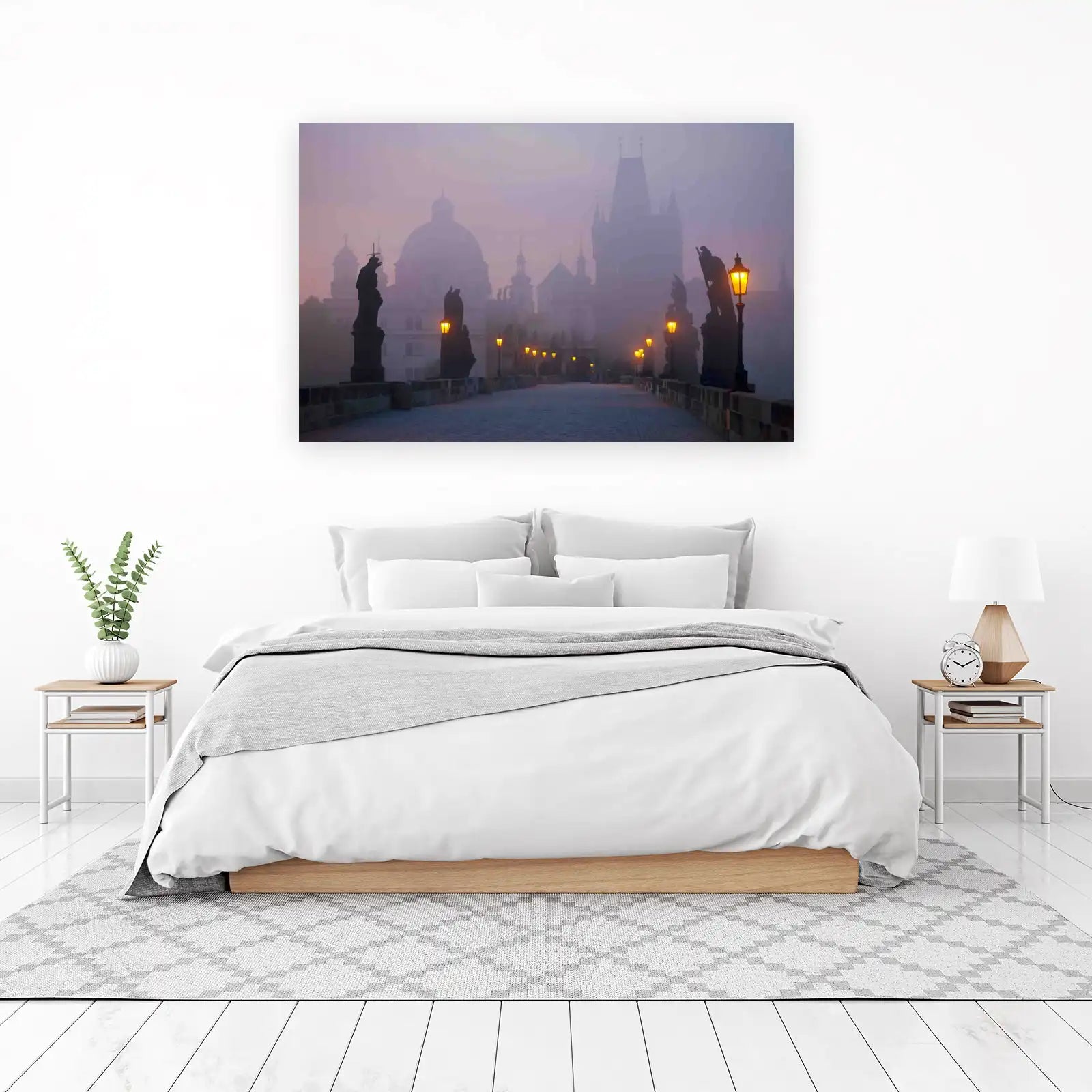 Misty Prague Charles Bridge Dusk Wall Art