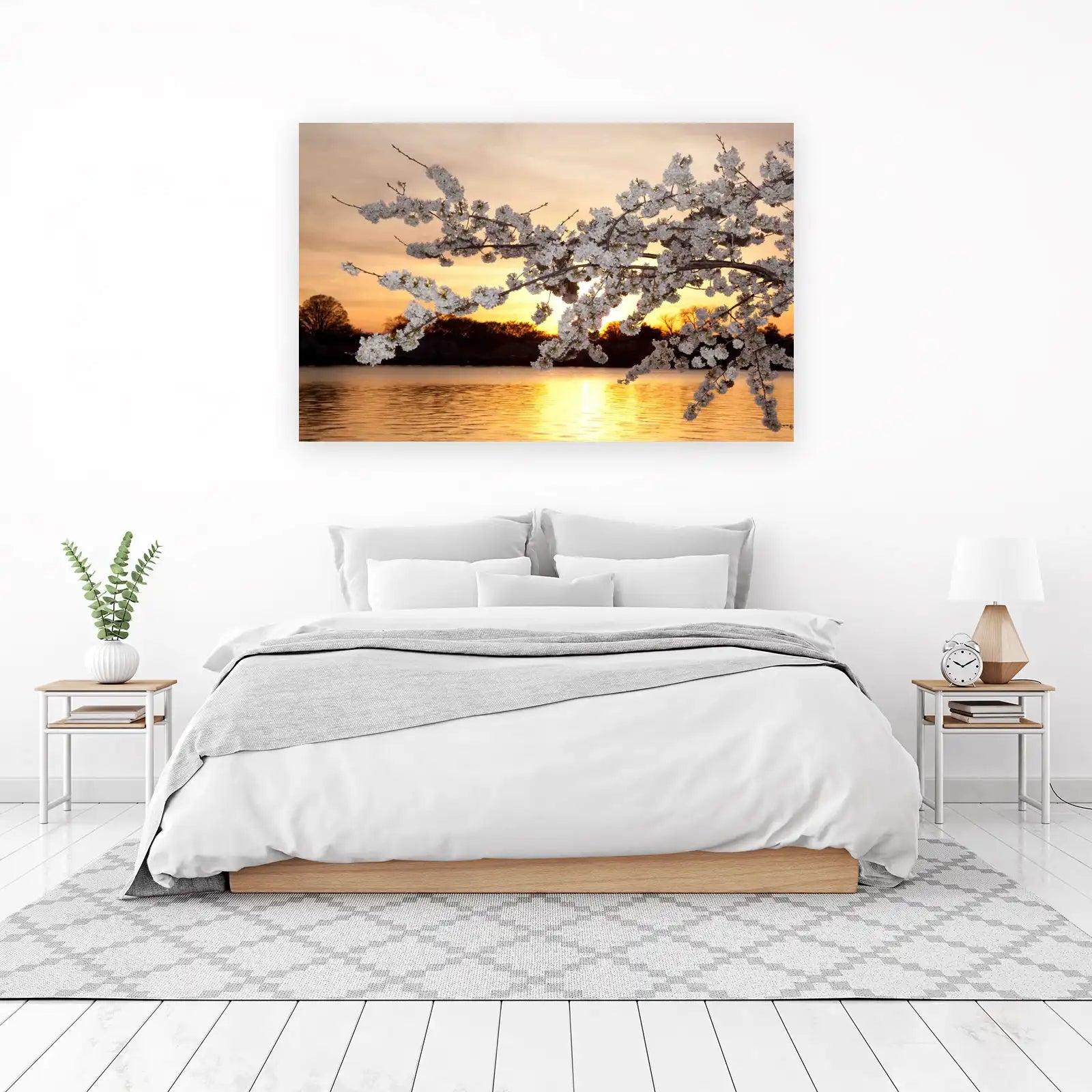 Serene Cherry Blossom Sunset Wall Art