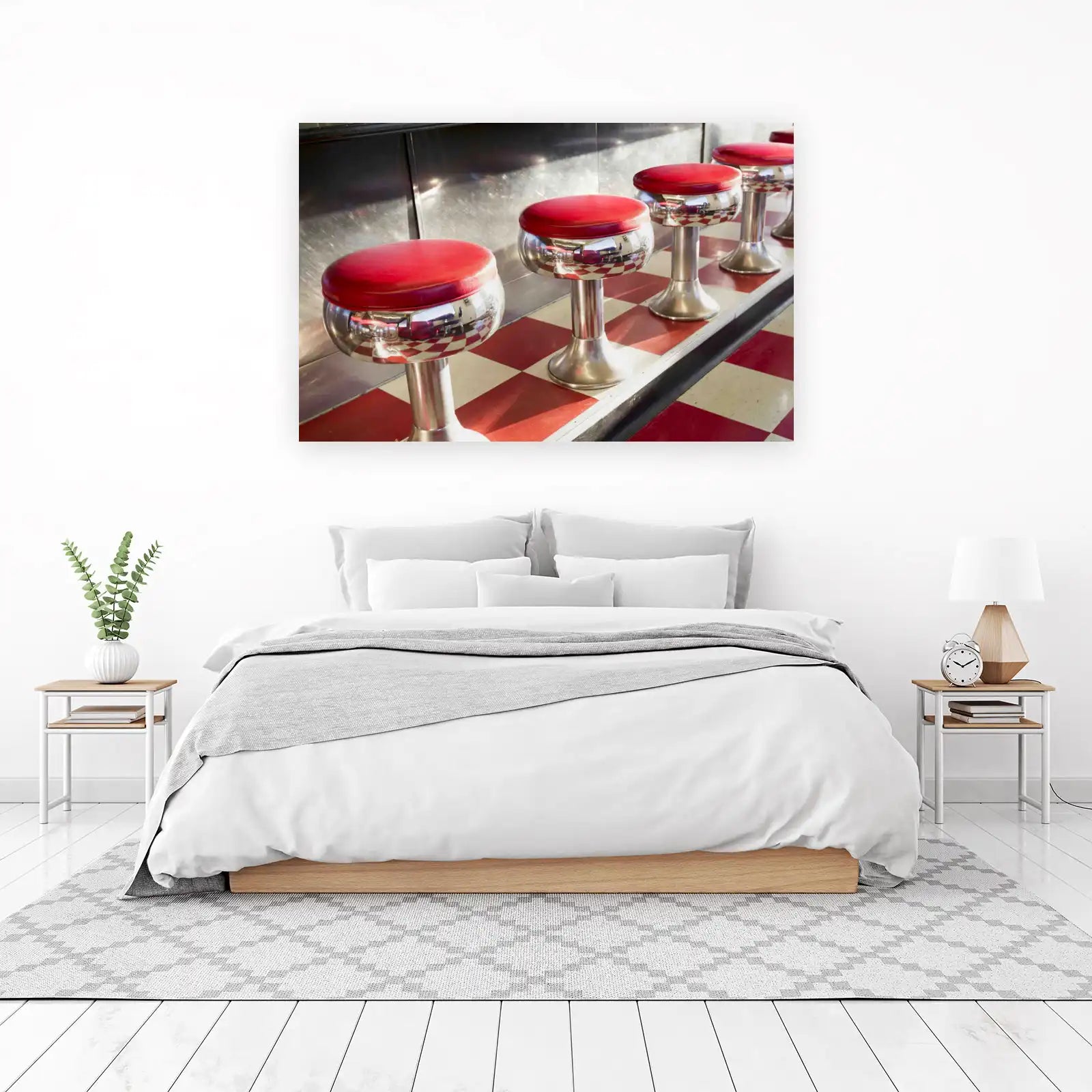 Retro Diner Red Stool Wall Art
