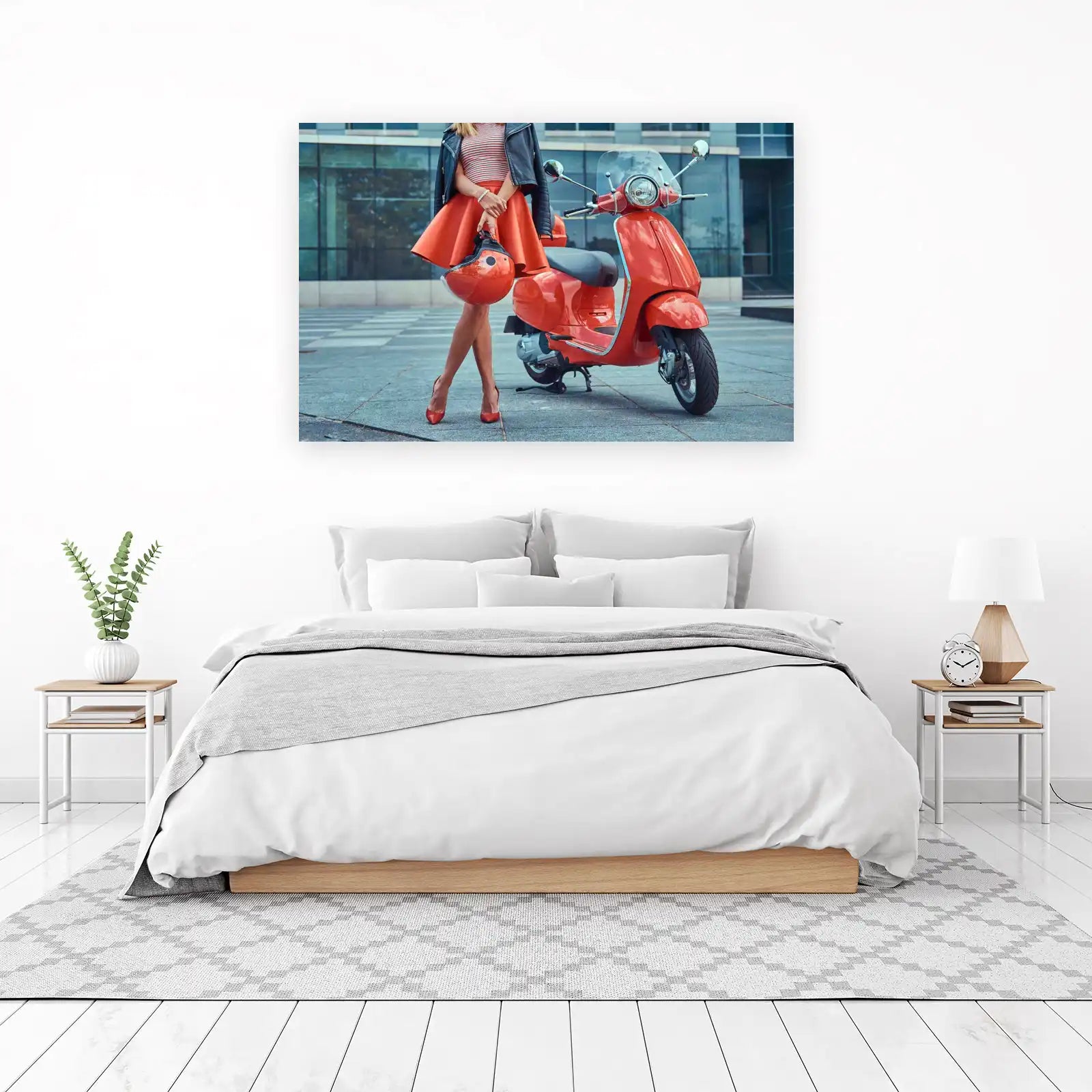Chic Red Scooter & Fashion Wall Art