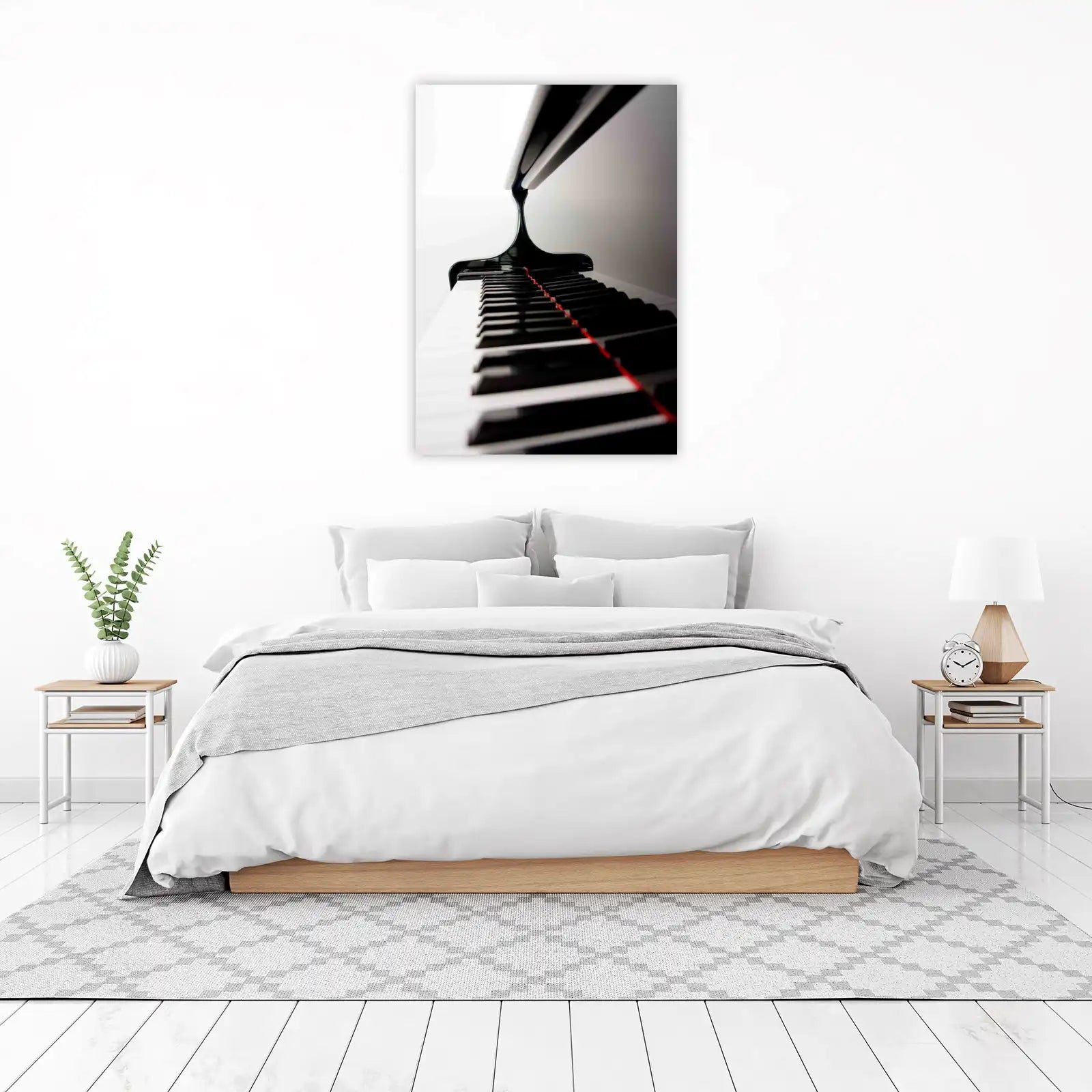 Elegant Piano Keys Red Accent Wall Art