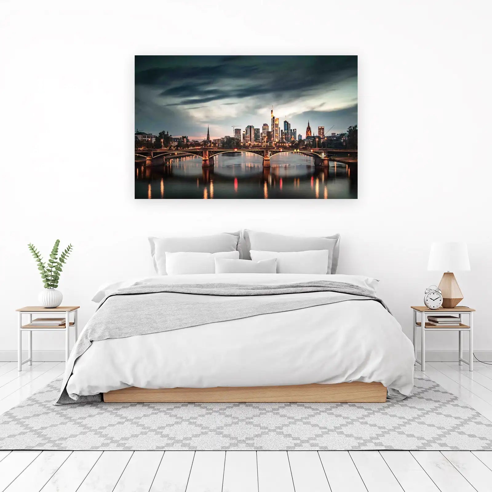 Frankfurt Skyline Bridge Dusk Wall Art