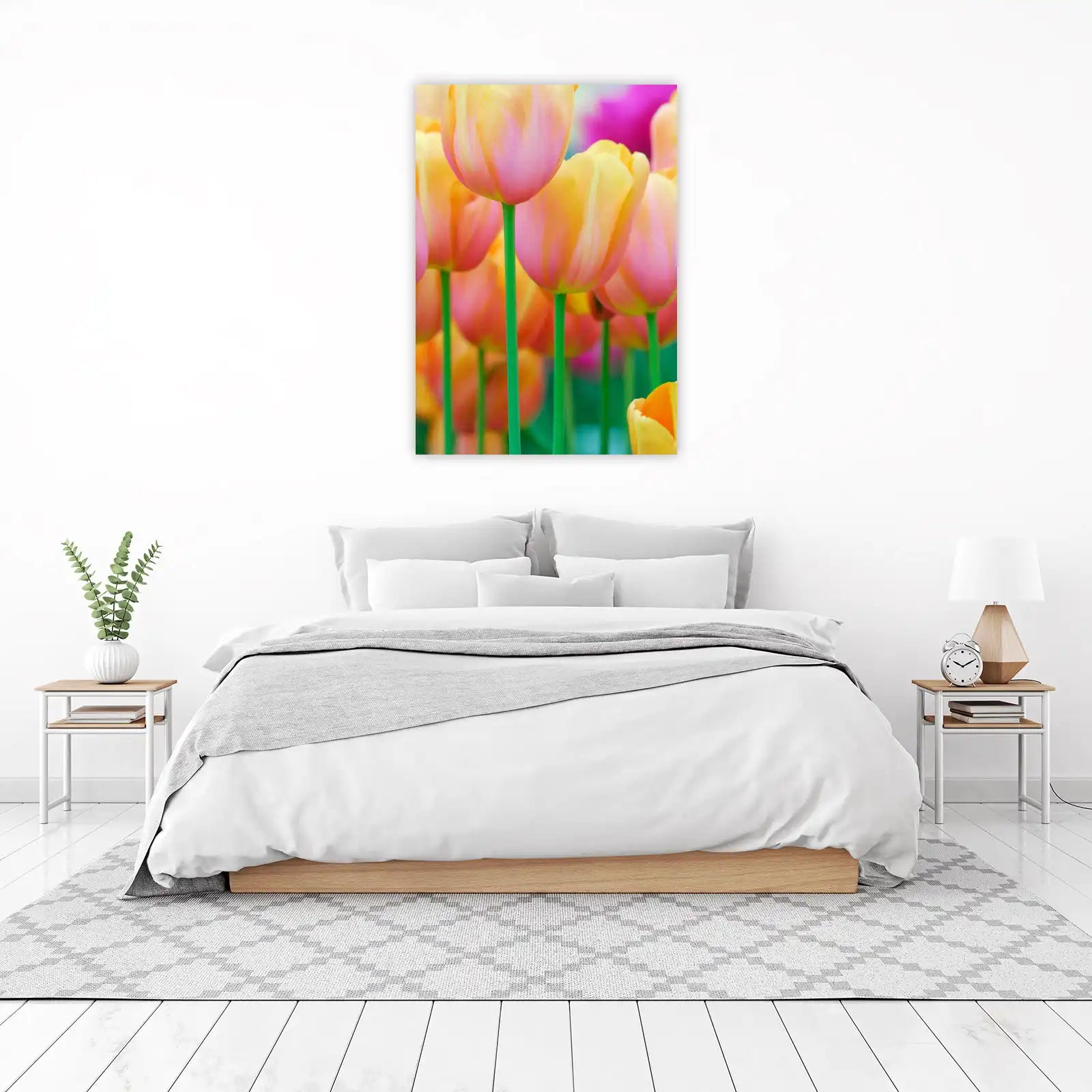 Soft Peach & Pink Tulip Garden Wall Art