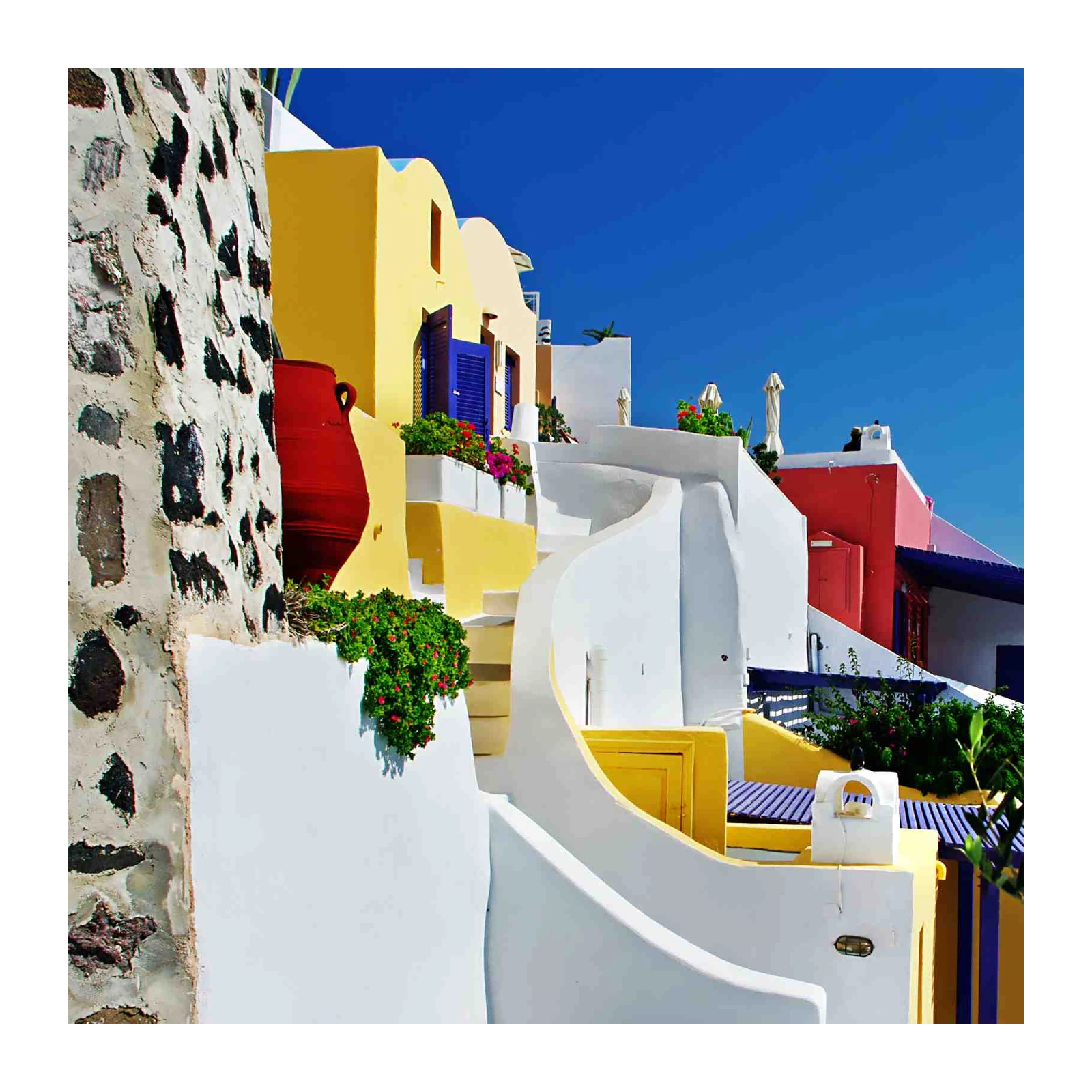 Santorini White & Yellow Architecture Wall Art