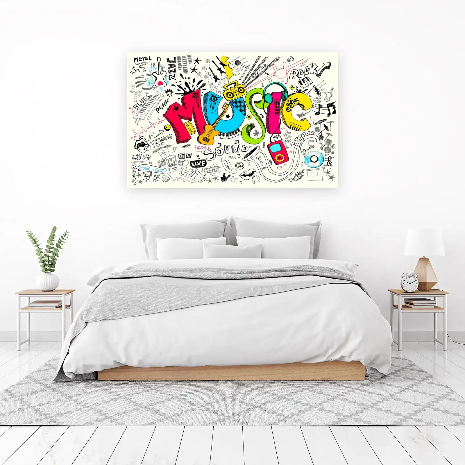 Vibrant Music Doodle Wall Art for Rock Lovers