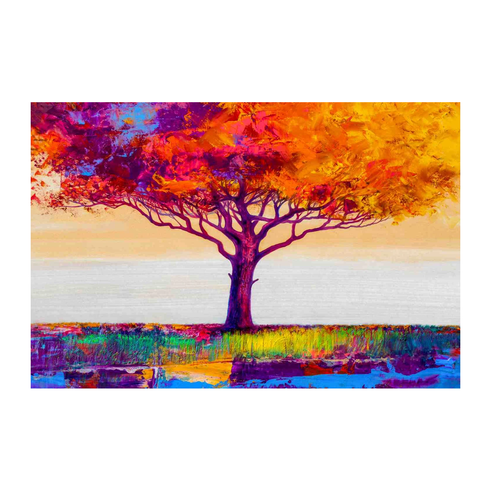 Vibrant Tree of Life Textured Wall Art