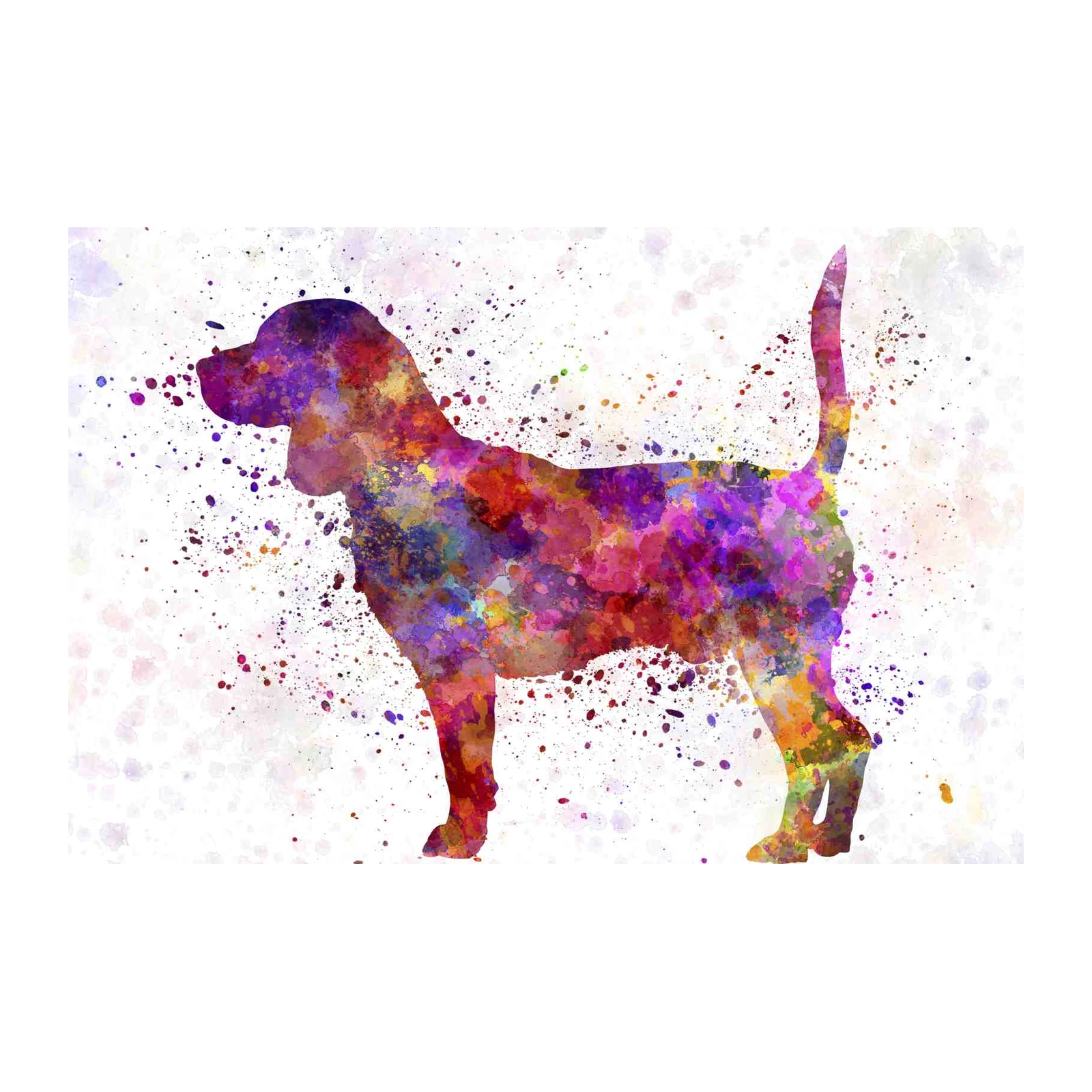 Vibrant Watercolor Beagle Silhouette Wall Art