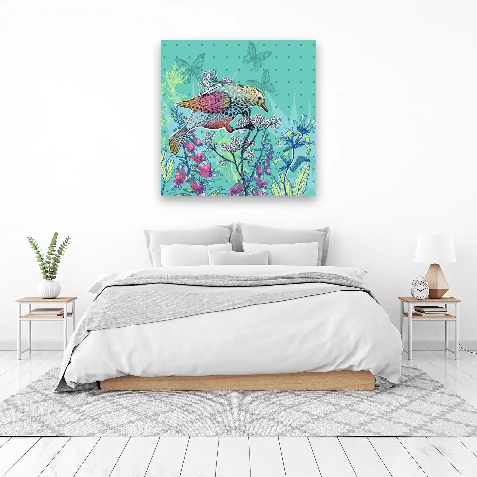 Vibrant Bird & Butterfly Floral Wall Art