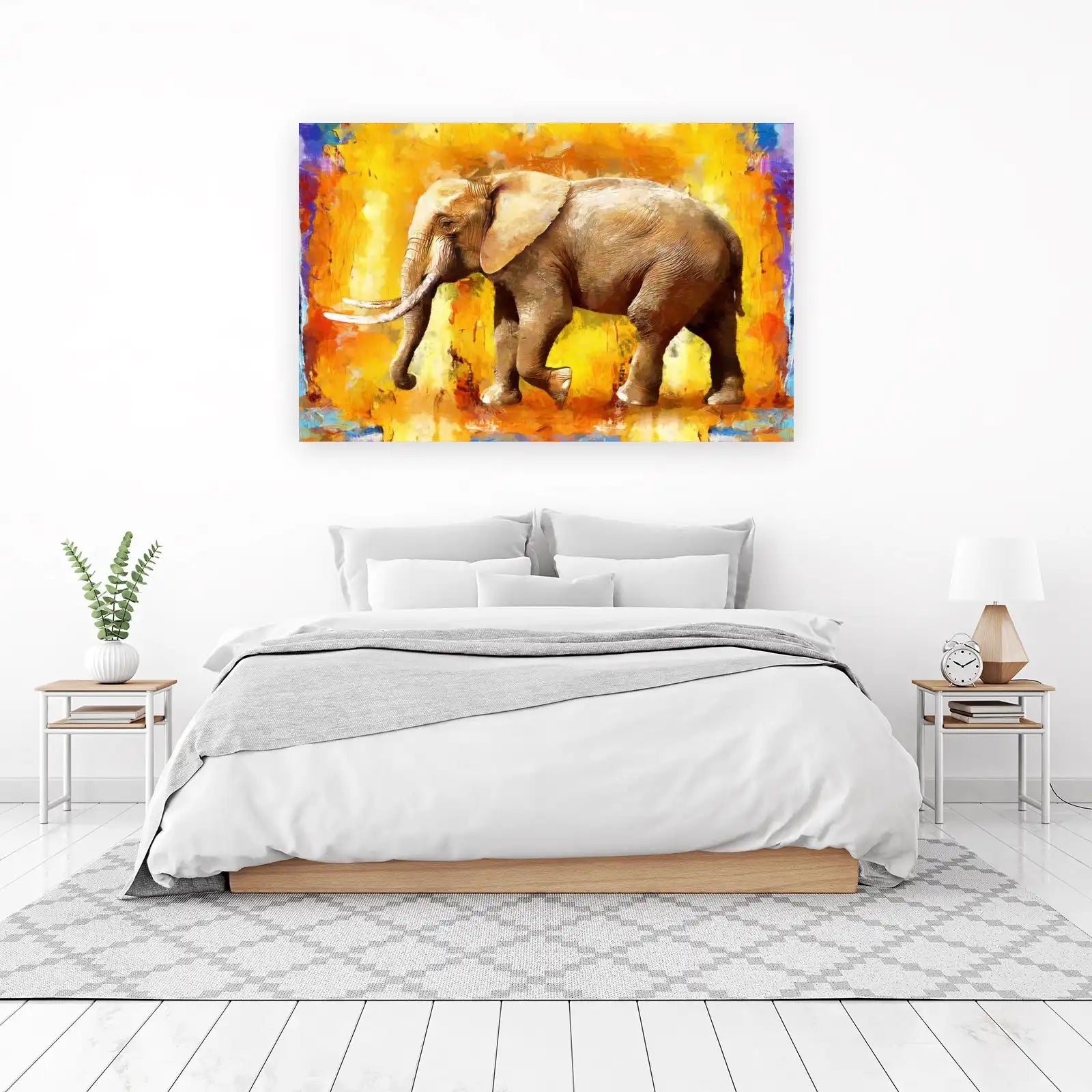 Majestic Elephant Vibrant African Sunset Wall Art