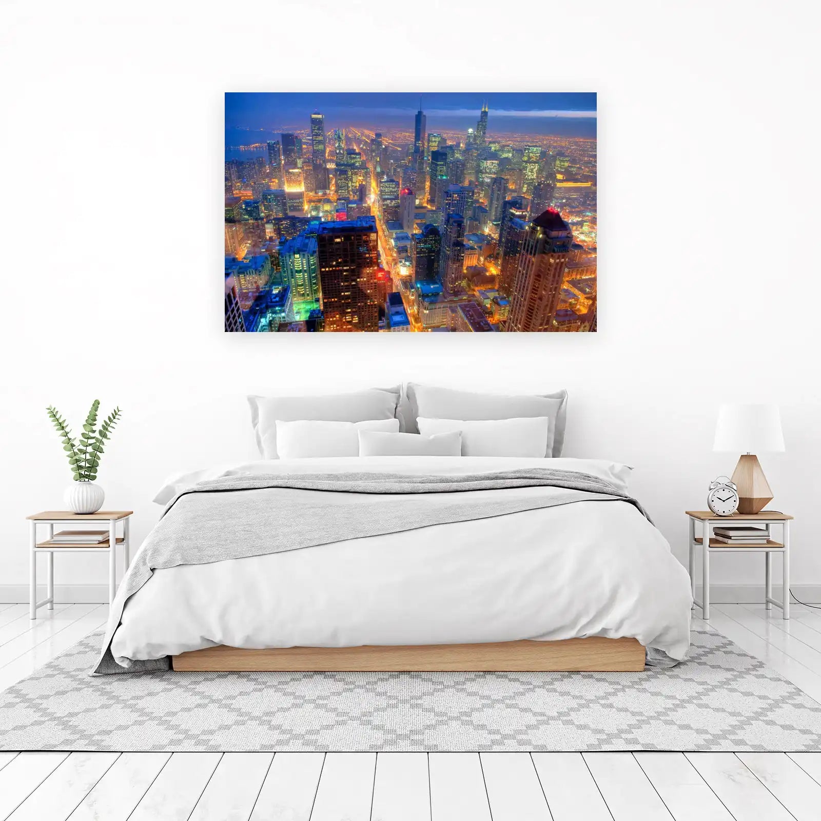 Chicago Skyline at Night Wall Art