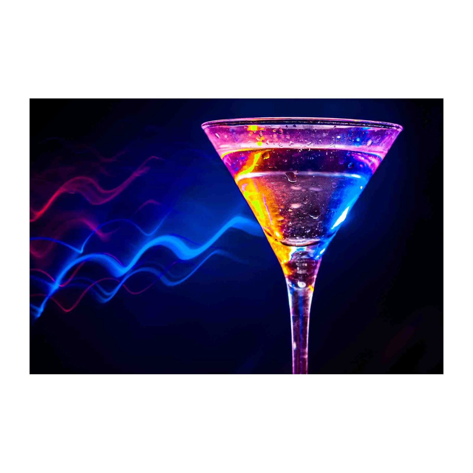 Vibrant Martini Glass Neon Waves Wall Art