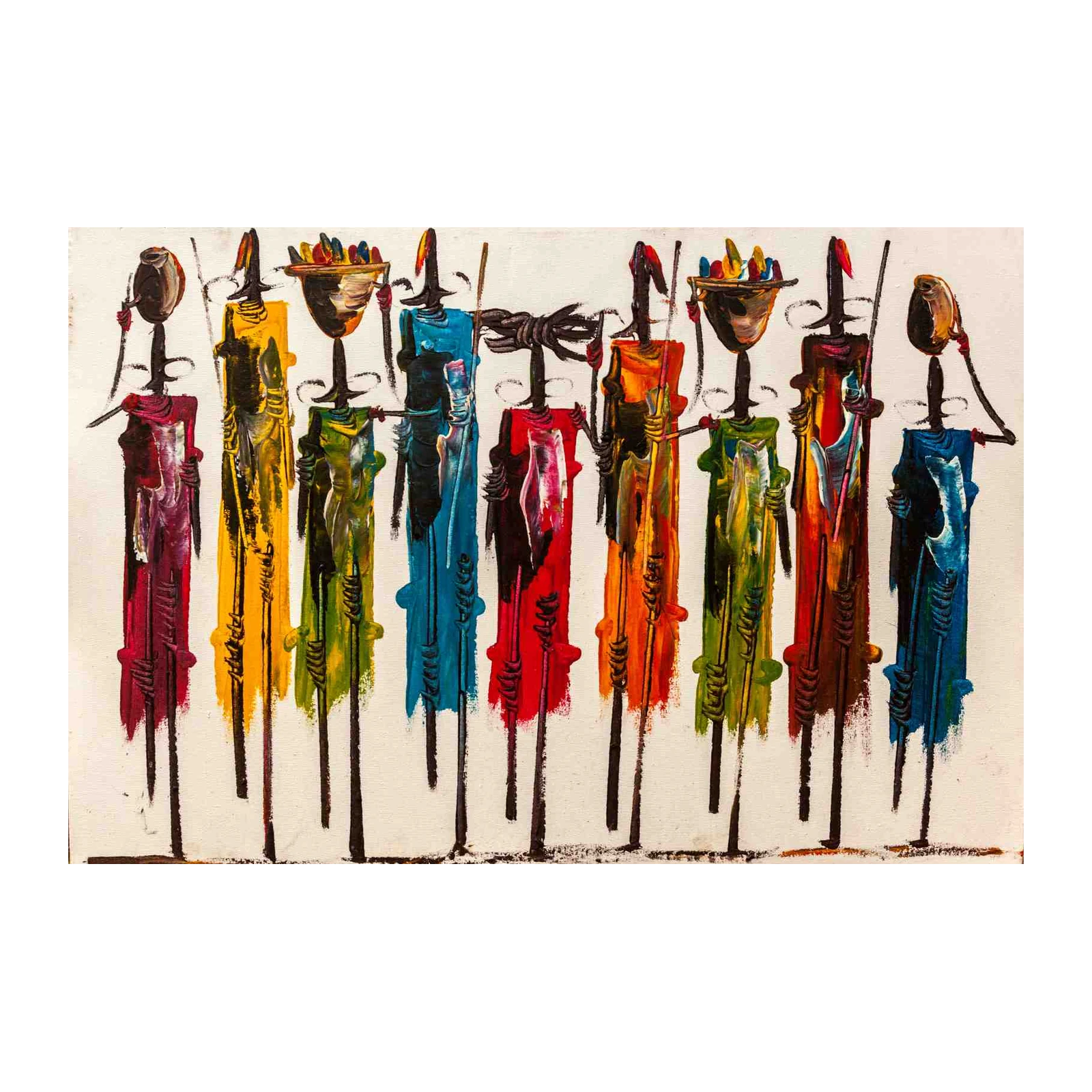 Vibrant African Tribe Figures Wall Art