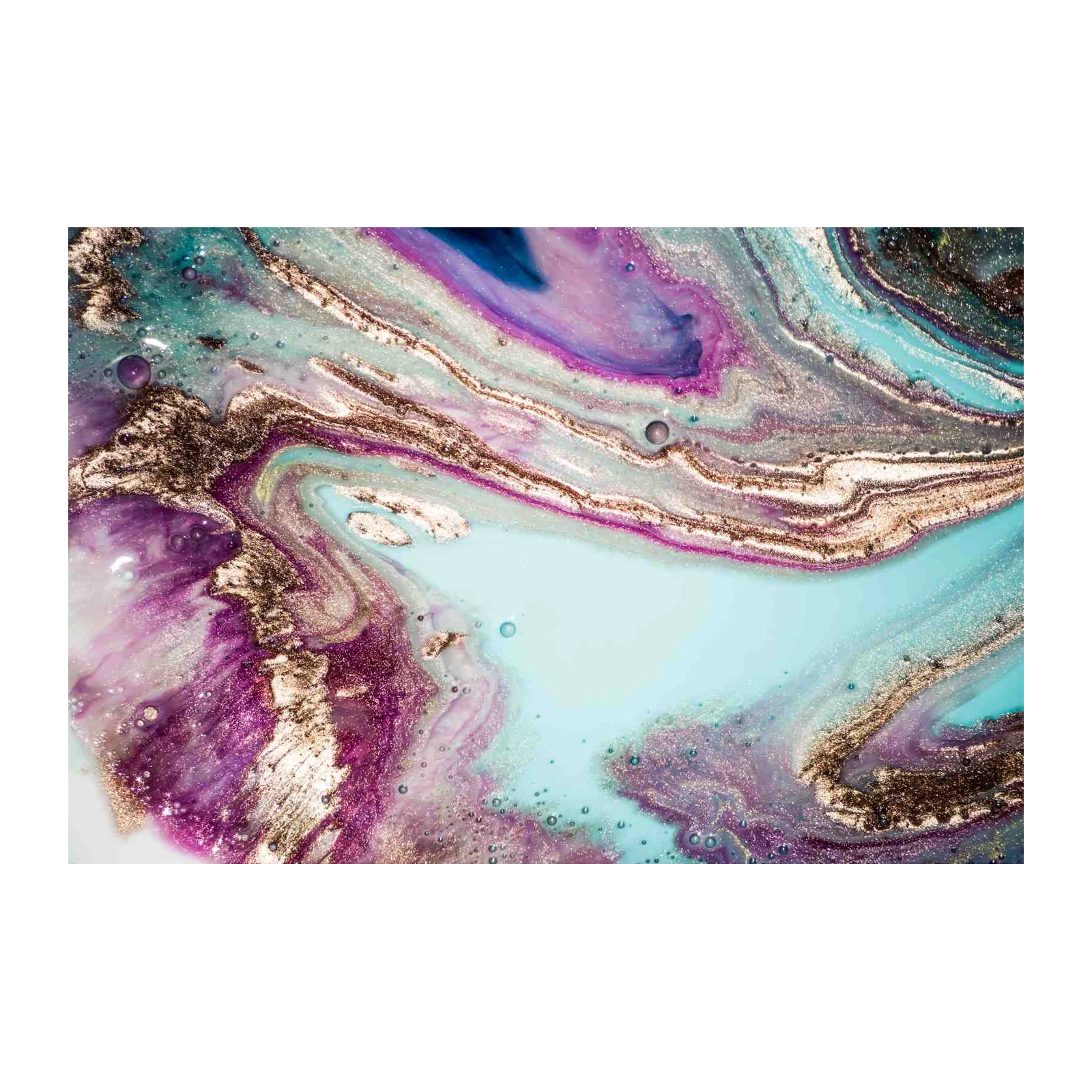 Abstract Fluid Art Gold & Purple Wall Art