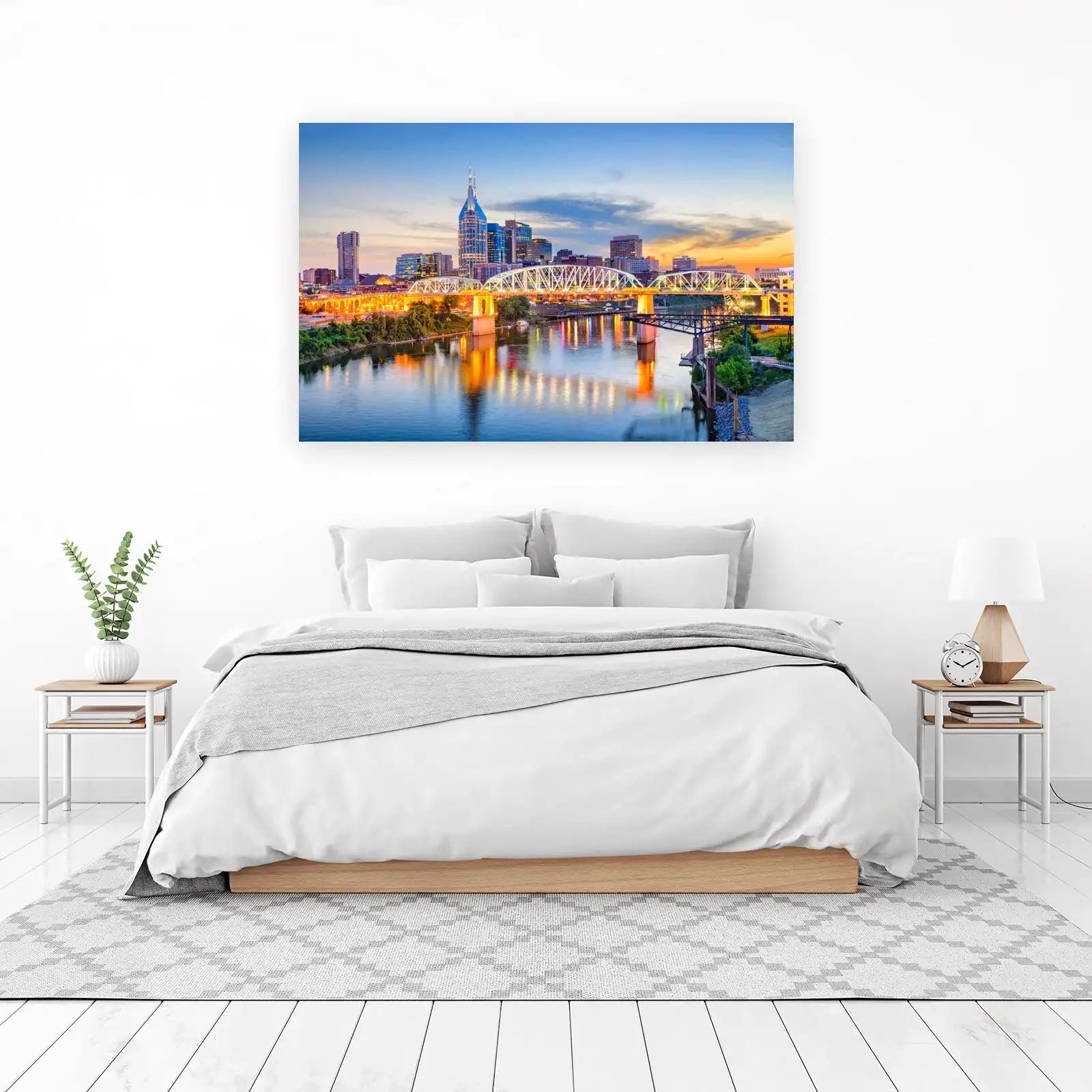 Nashville Skyline Bridge Sunset Wall Art