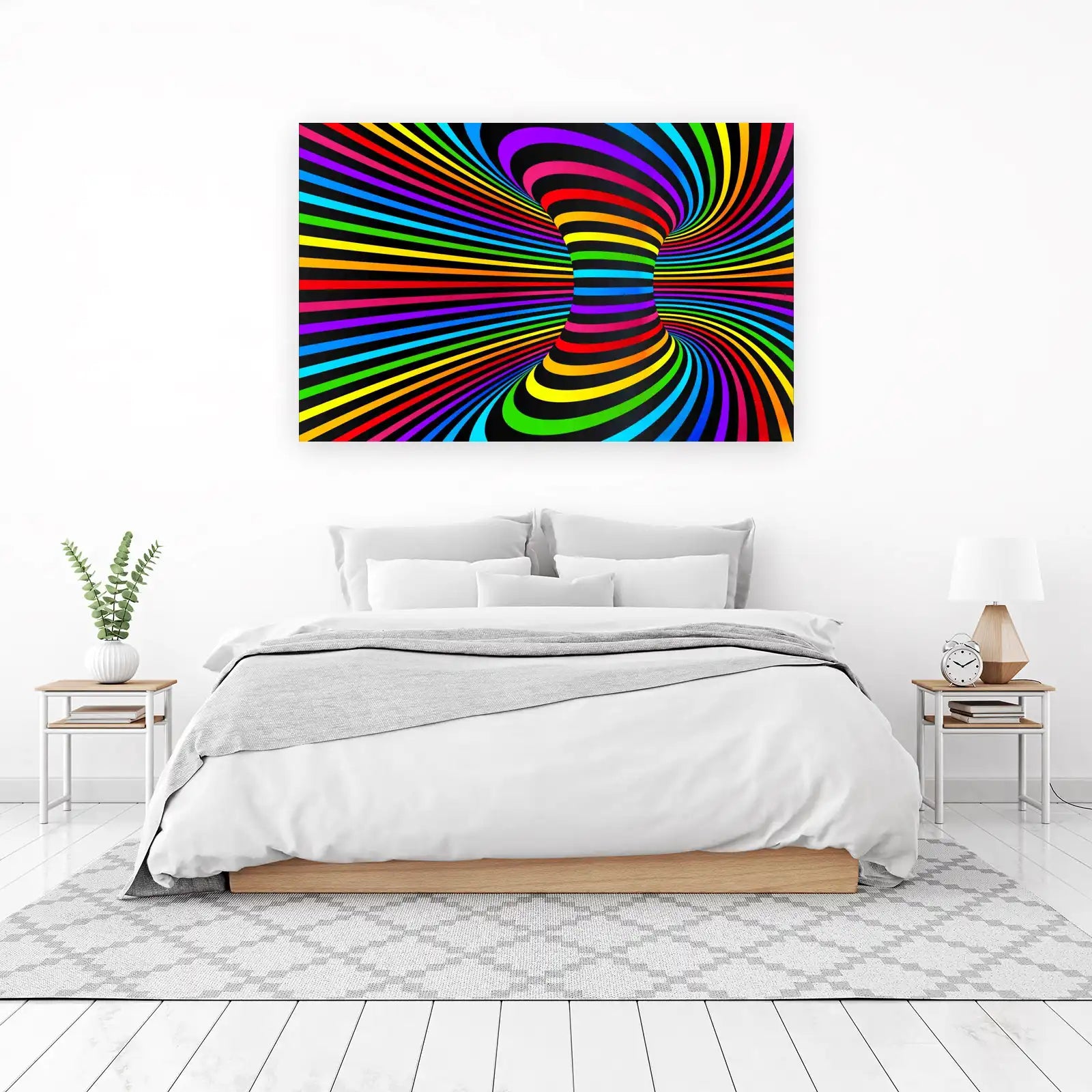 Vibrant Rainbow Swirl Op Art Wall Art