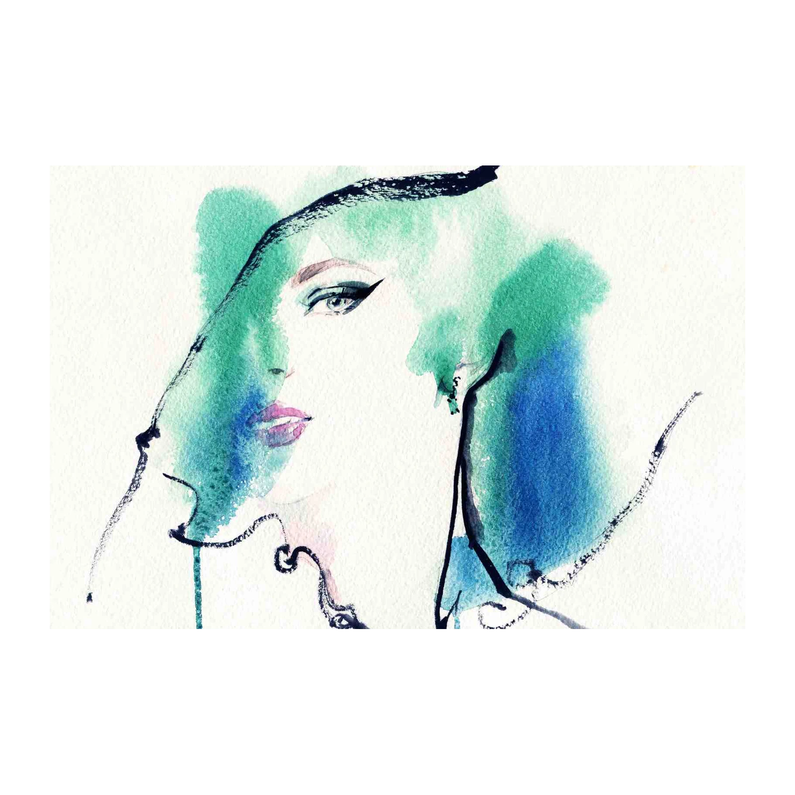 Abstract Woman Face Watercolor Wall Art