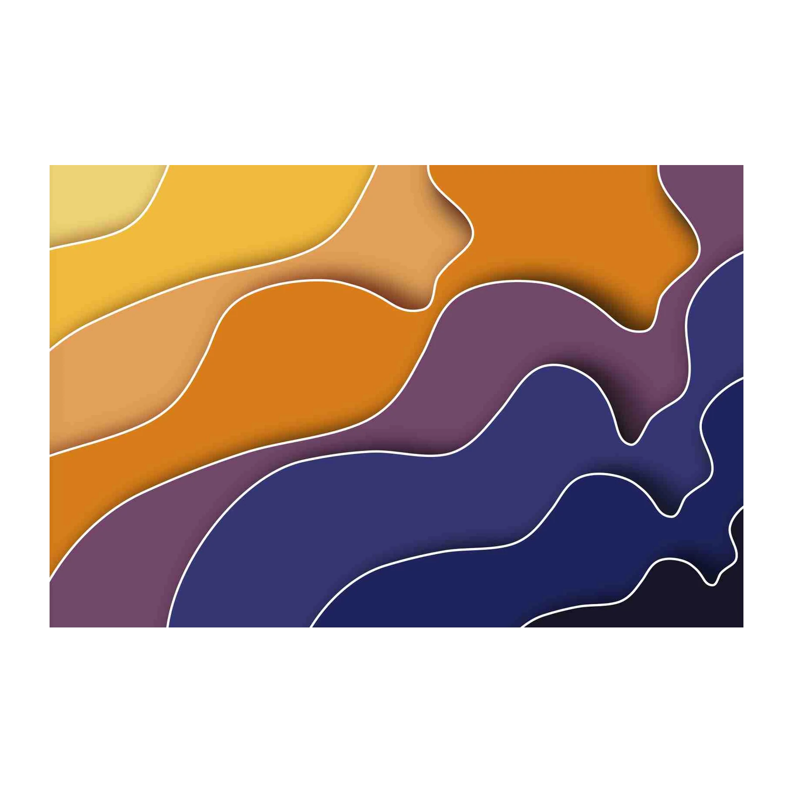 Modern Abstract Orange Purple Waves Wall Art