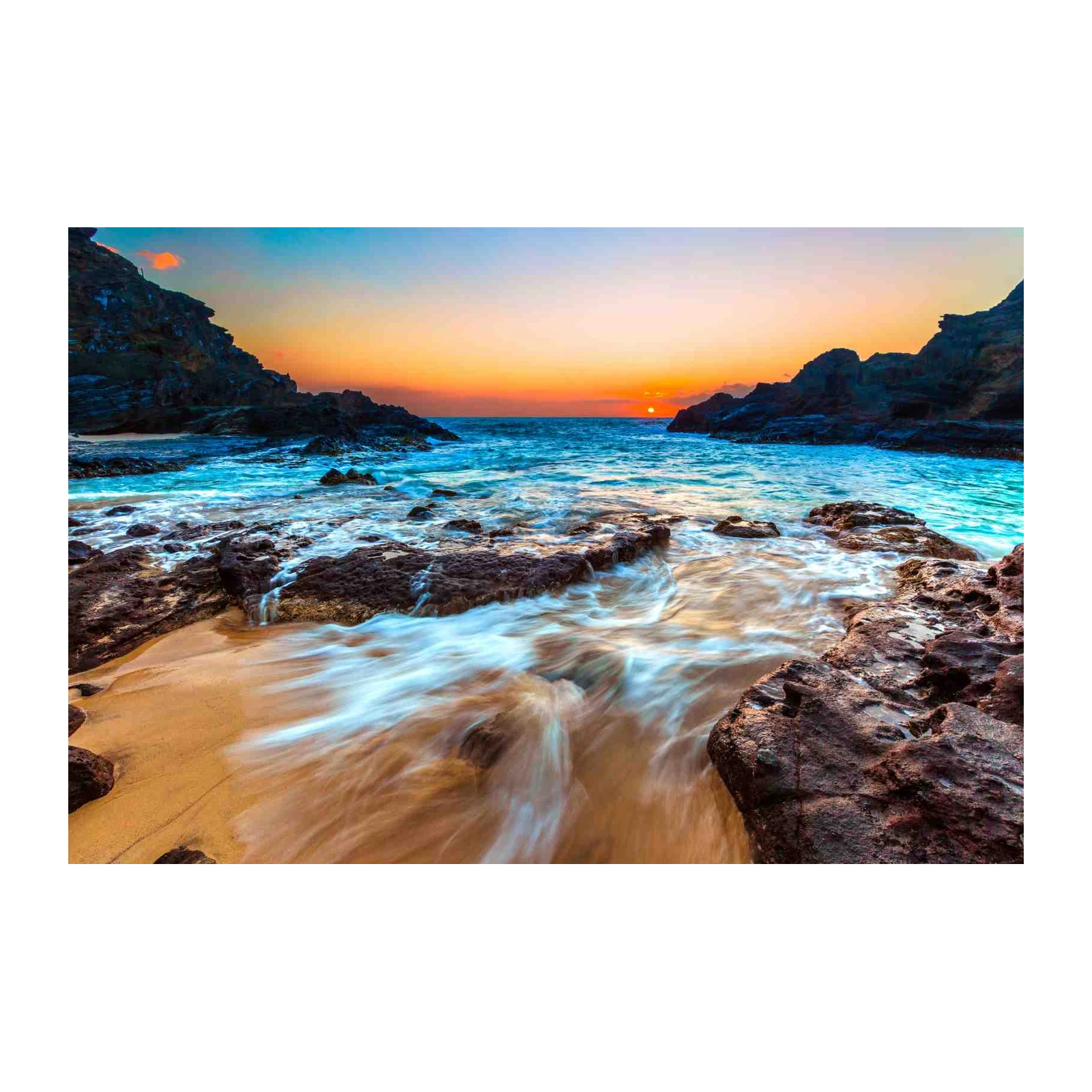 Serene Sunset Beach Ocean Wall Art