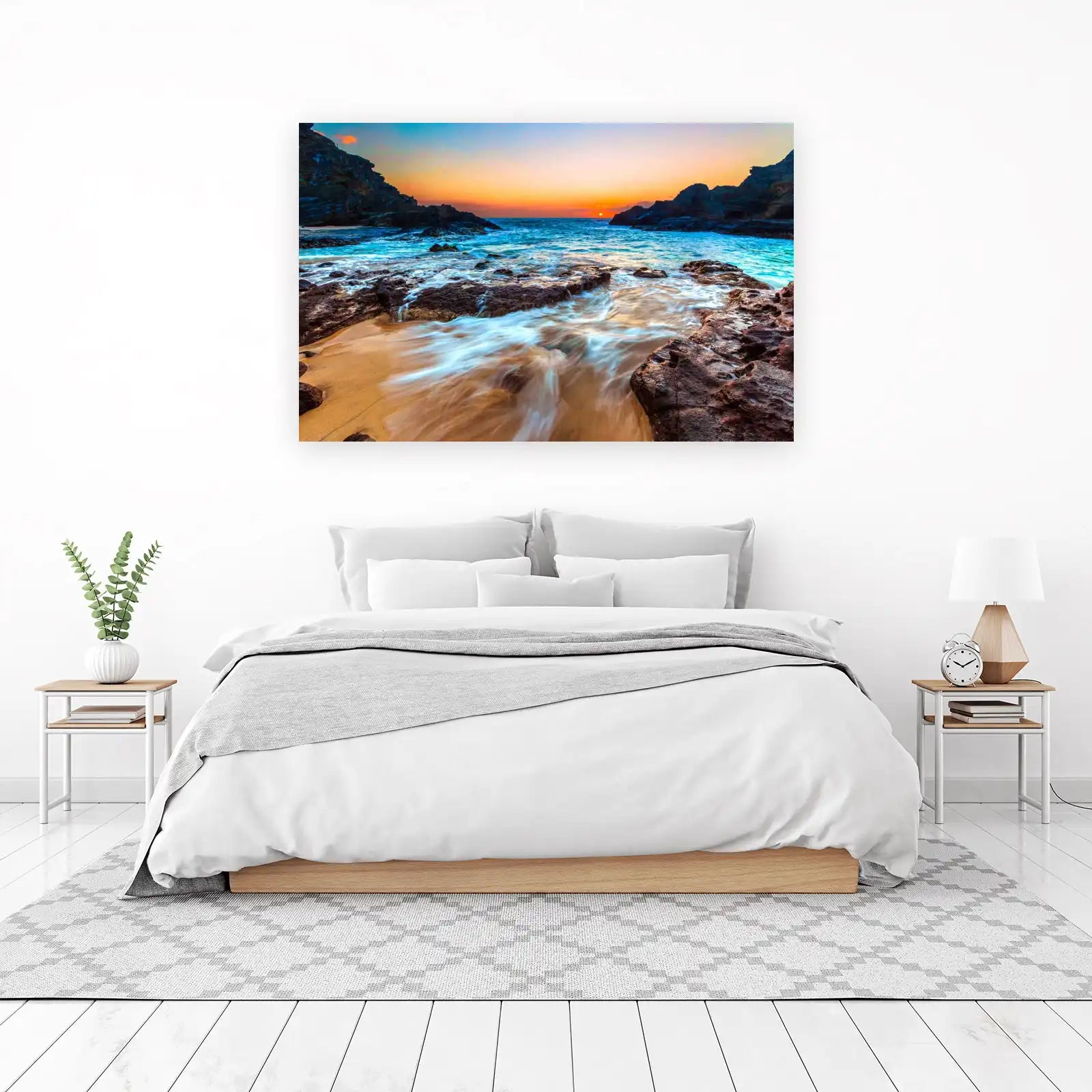 Serene Sunset Beach Ocean Wall Art