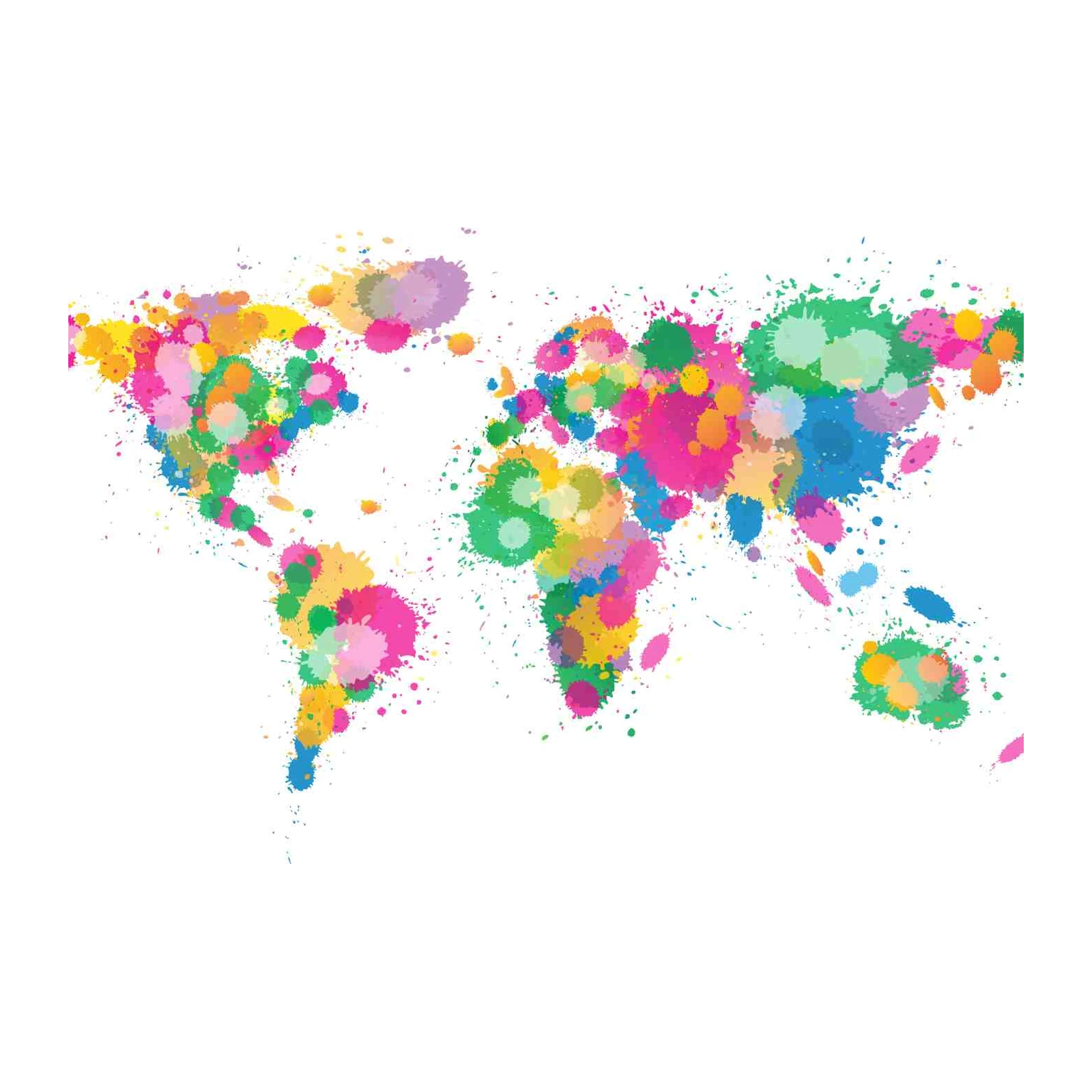 Vibrant World Map Splash Wall Art Wall Art