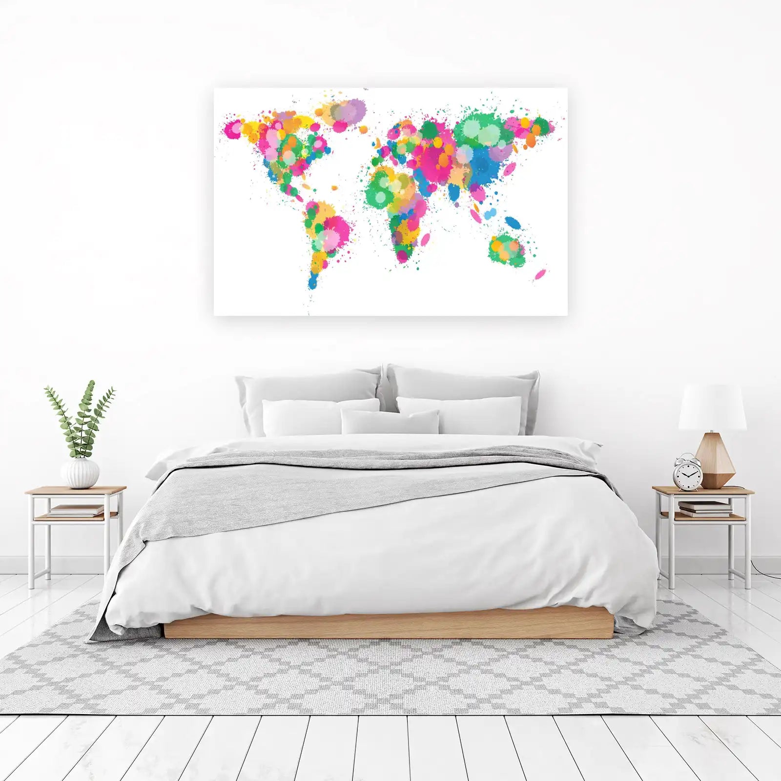 Vibrant World Map Splash Wall Art Wall Art