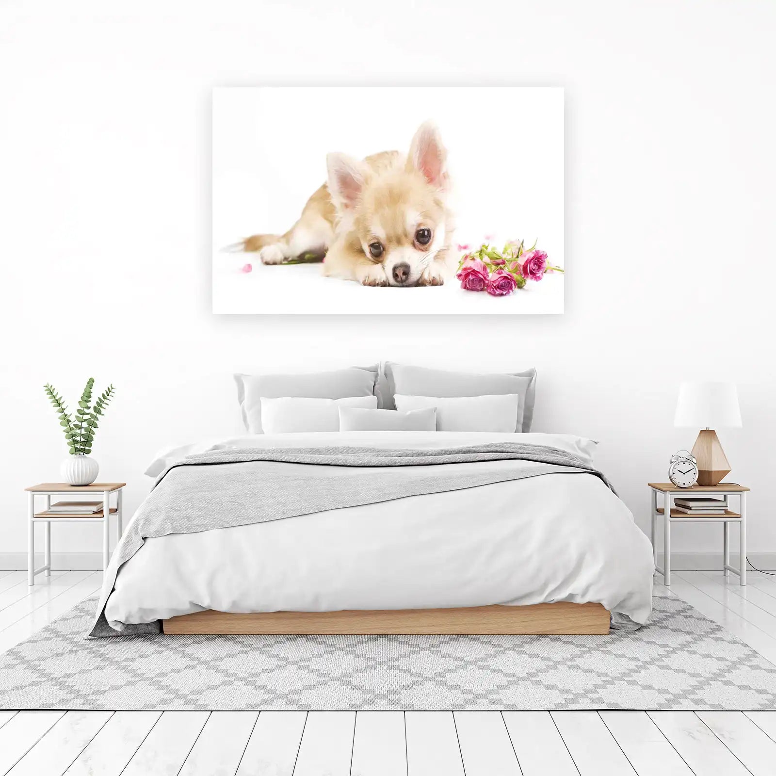 Cute Chihuahua with Roses Wall Art