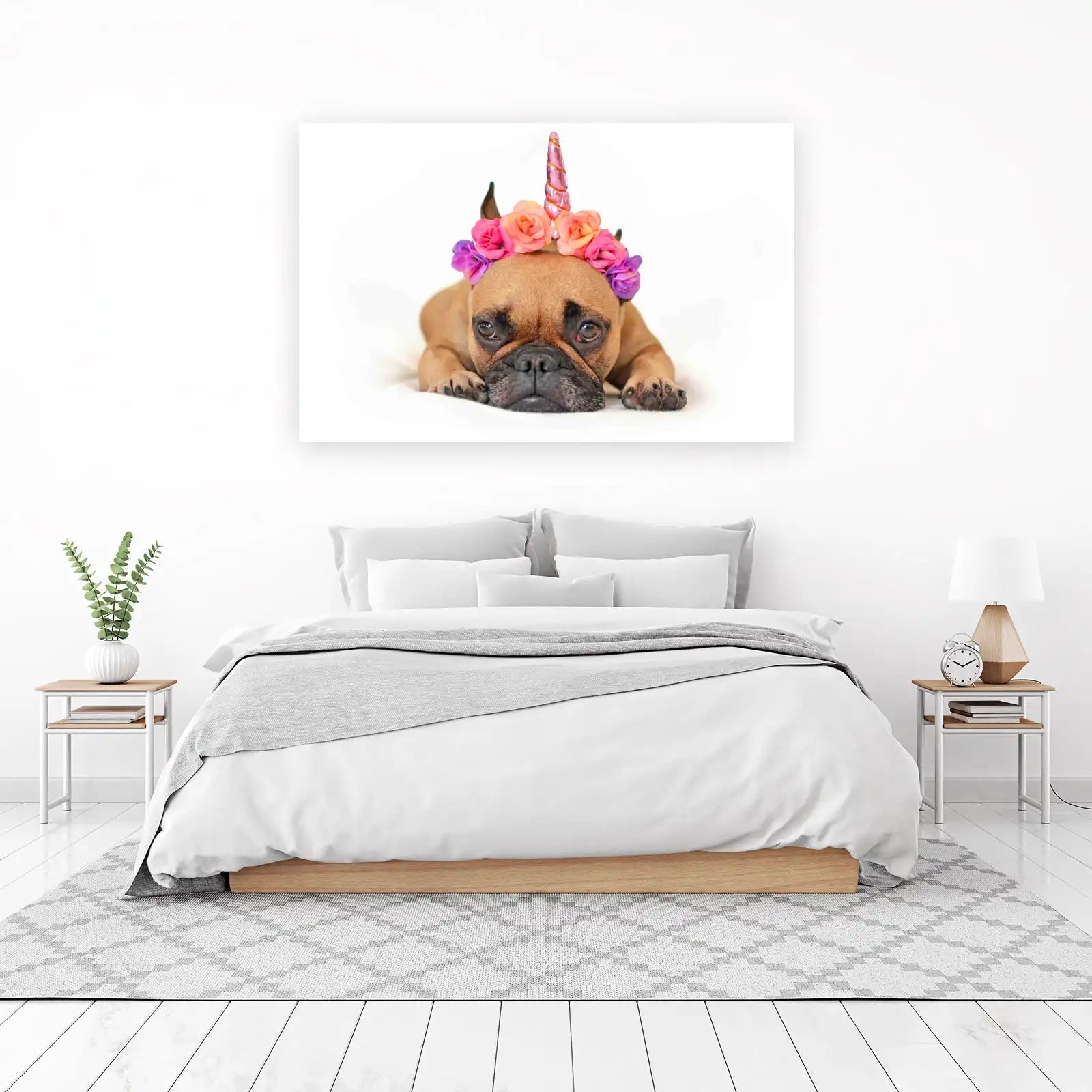 Whimsical French Bulldog Unicorn Wall Art