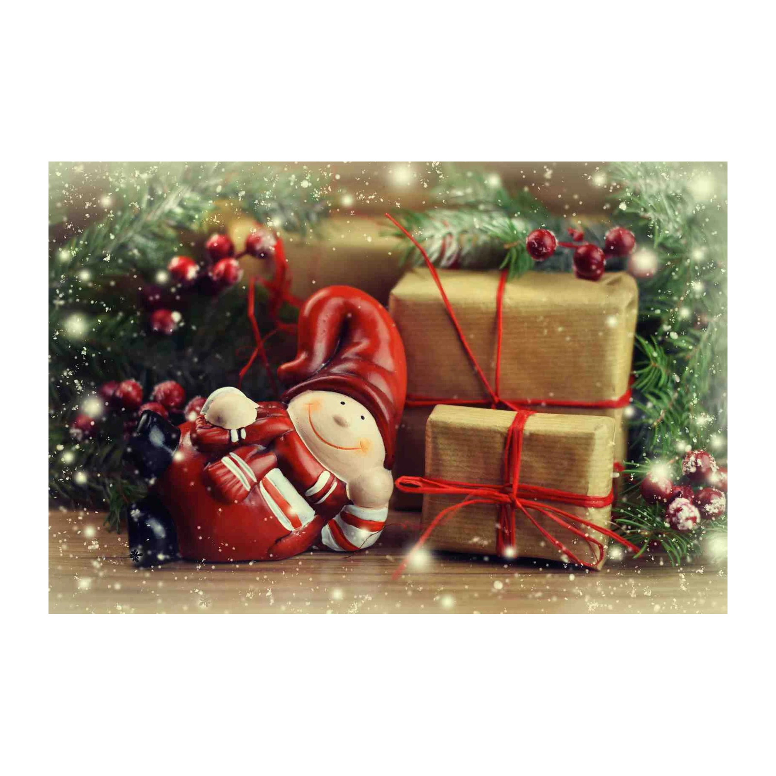 Festive Gnome & Gifts Christmas Wall Art