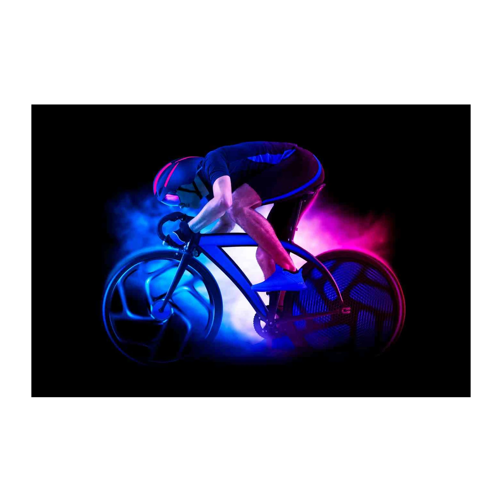 Dynamic Cyclist Neon Blur Wall Art