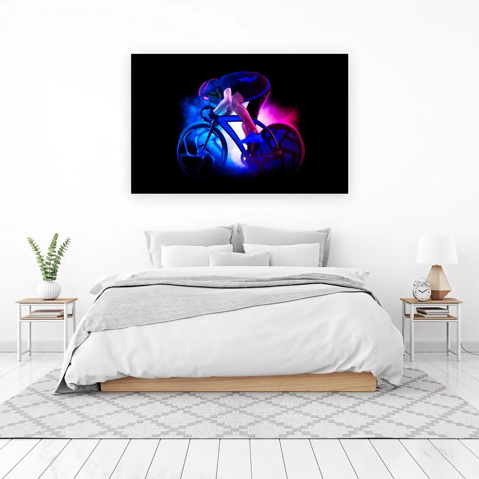 Dynamic Cyclist Neon Blur Wall Art