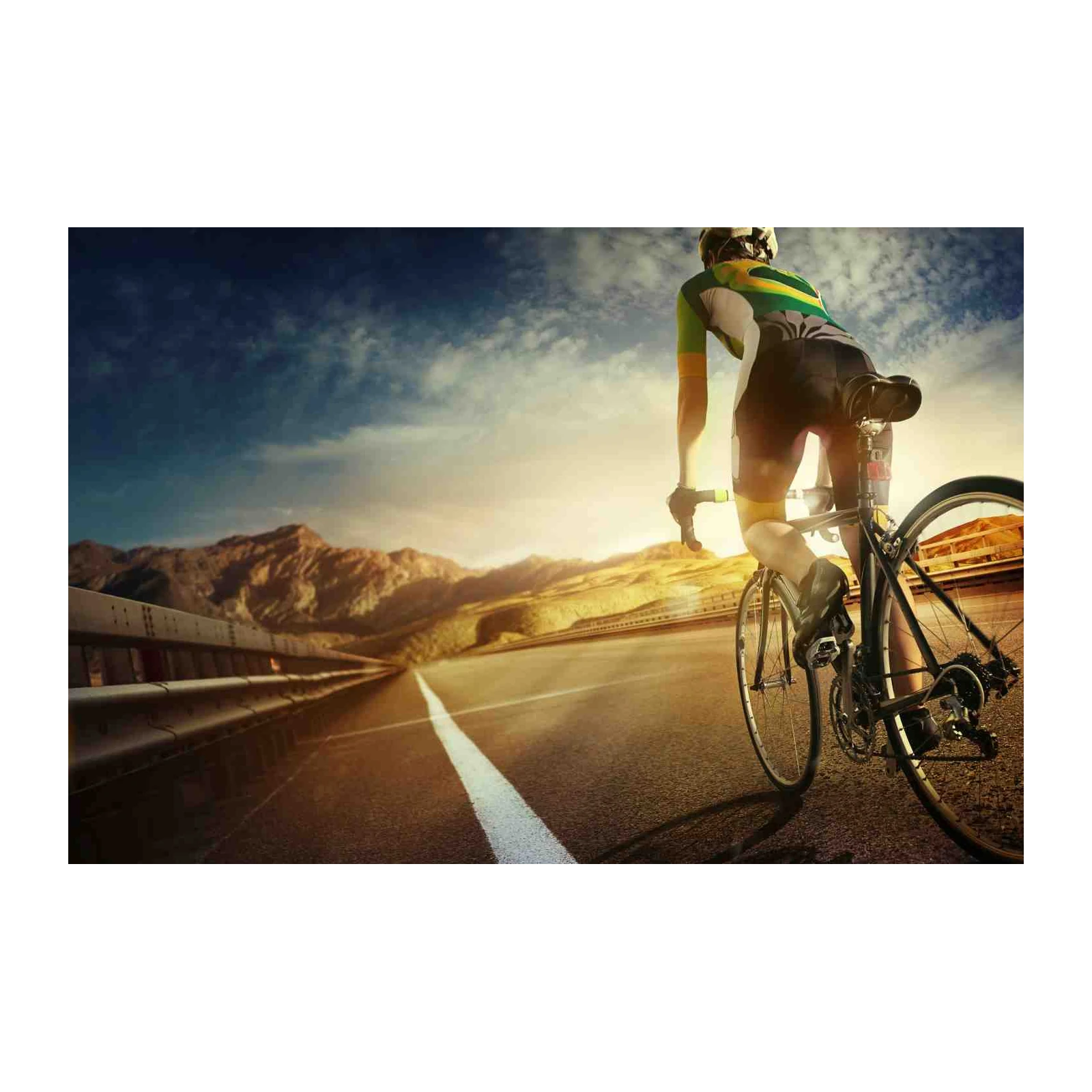 Cyclist on Mountain Road Motivational Wall Art