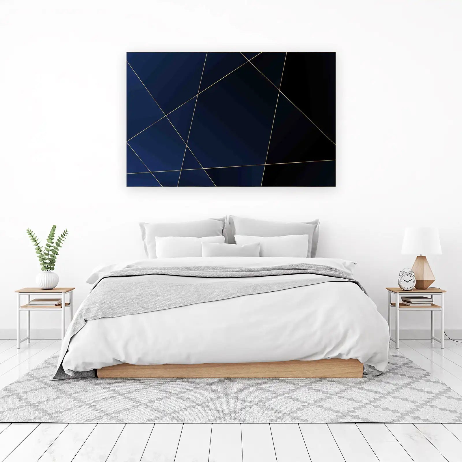 Abstract Gold Geometric Navy Wall Art