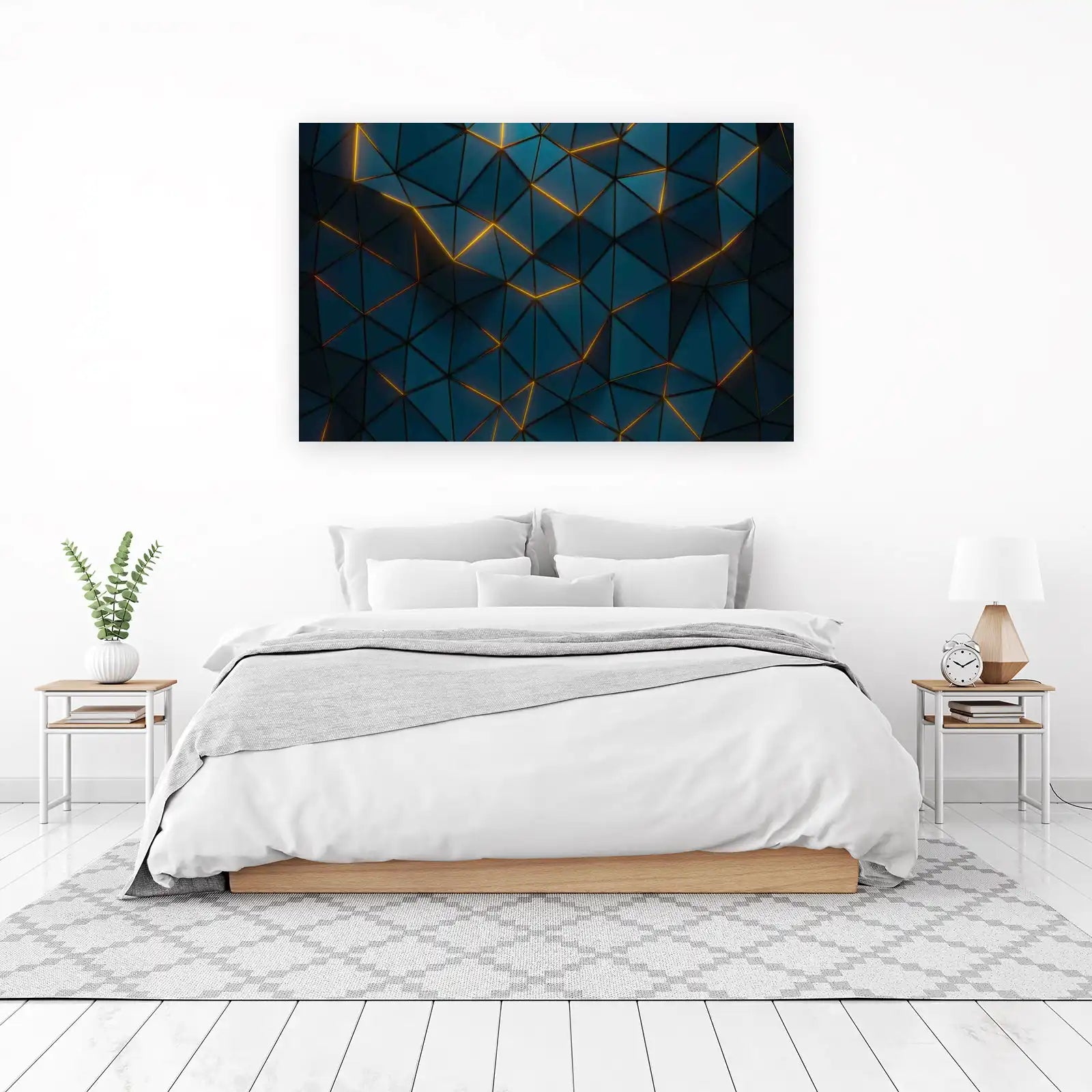 Geometric Glow Teal & Gold Abstract Wall Art