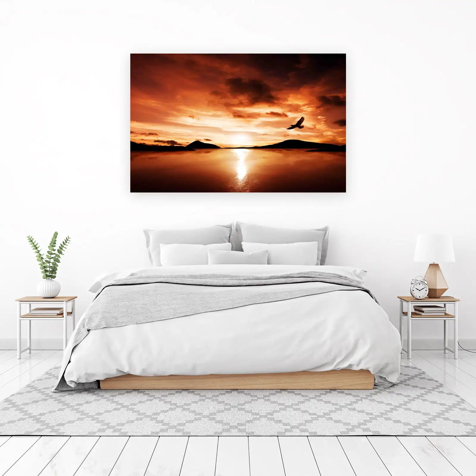 Majestic Bird Sunset Ocean Wall Art